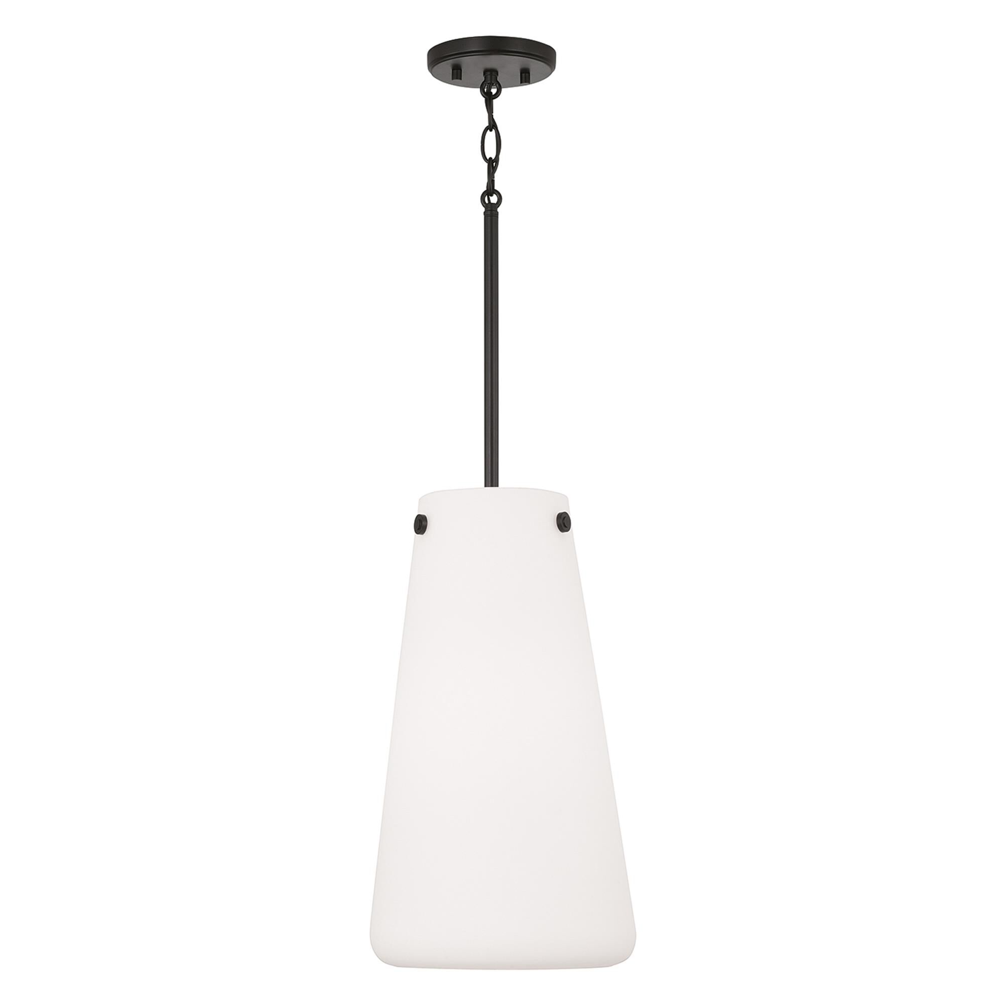 Shown in Matte Black finish and Soft White glass