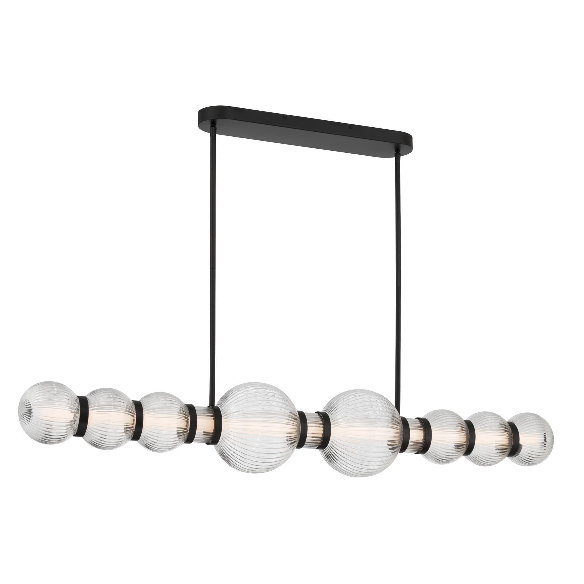 Shown in Dark Matte Black finish and Clear Ribbed glass