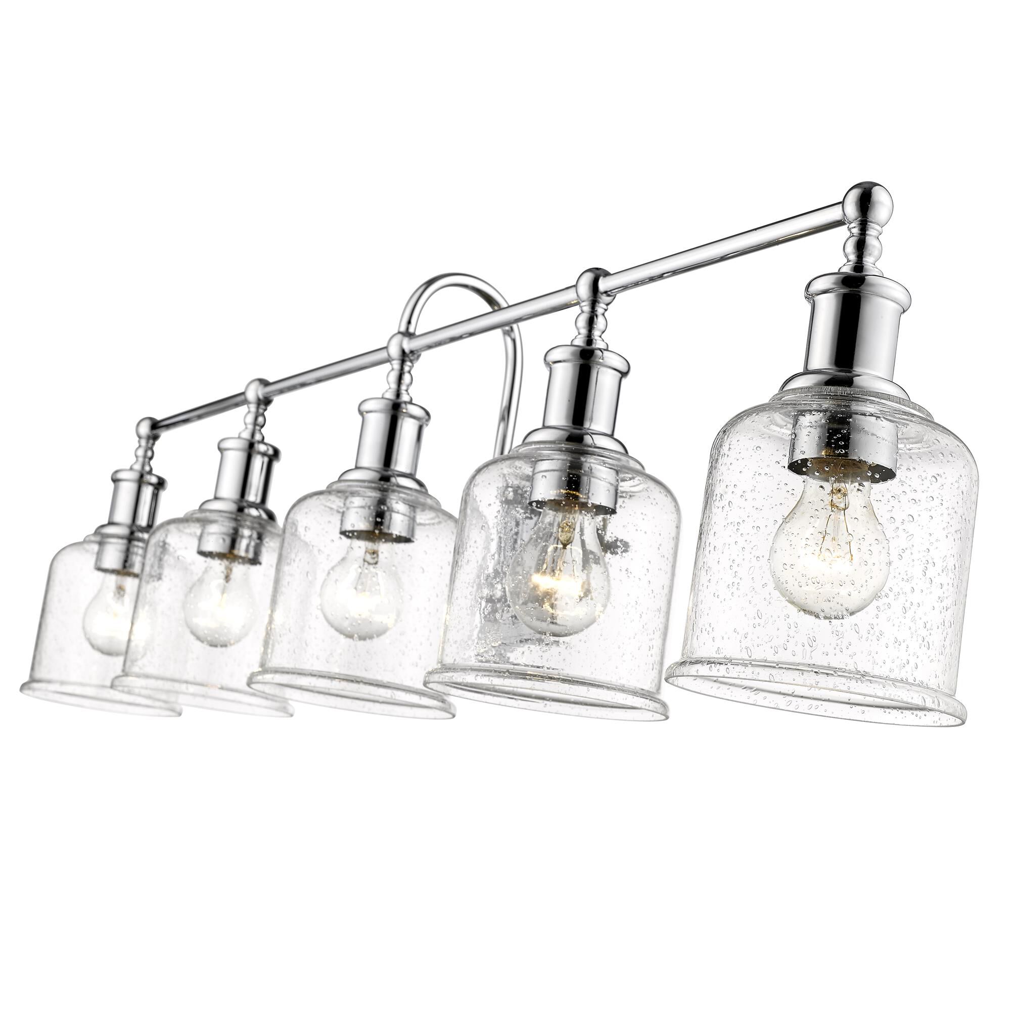 Shown in Chrome finish and Glass shade