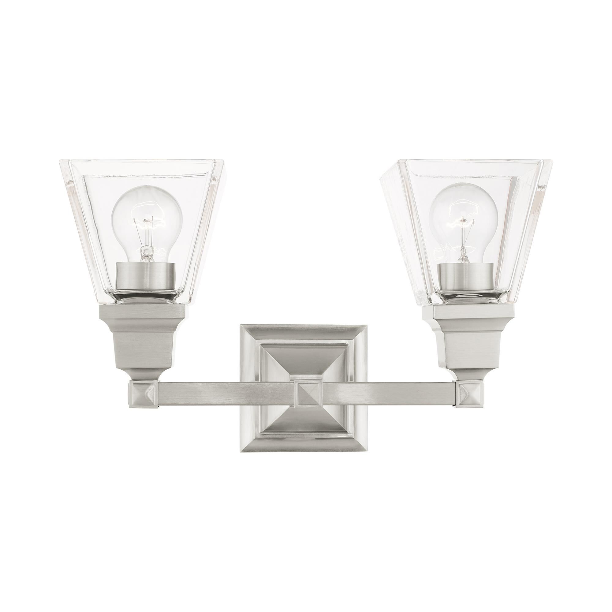 Shown in Brushed Nickel finish and Clear glass and Clear Glass shade