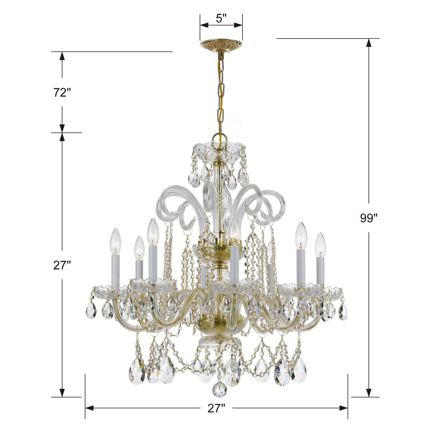 Traditional Crystal 27 Inch 8 Light Chandelier by Crystorama