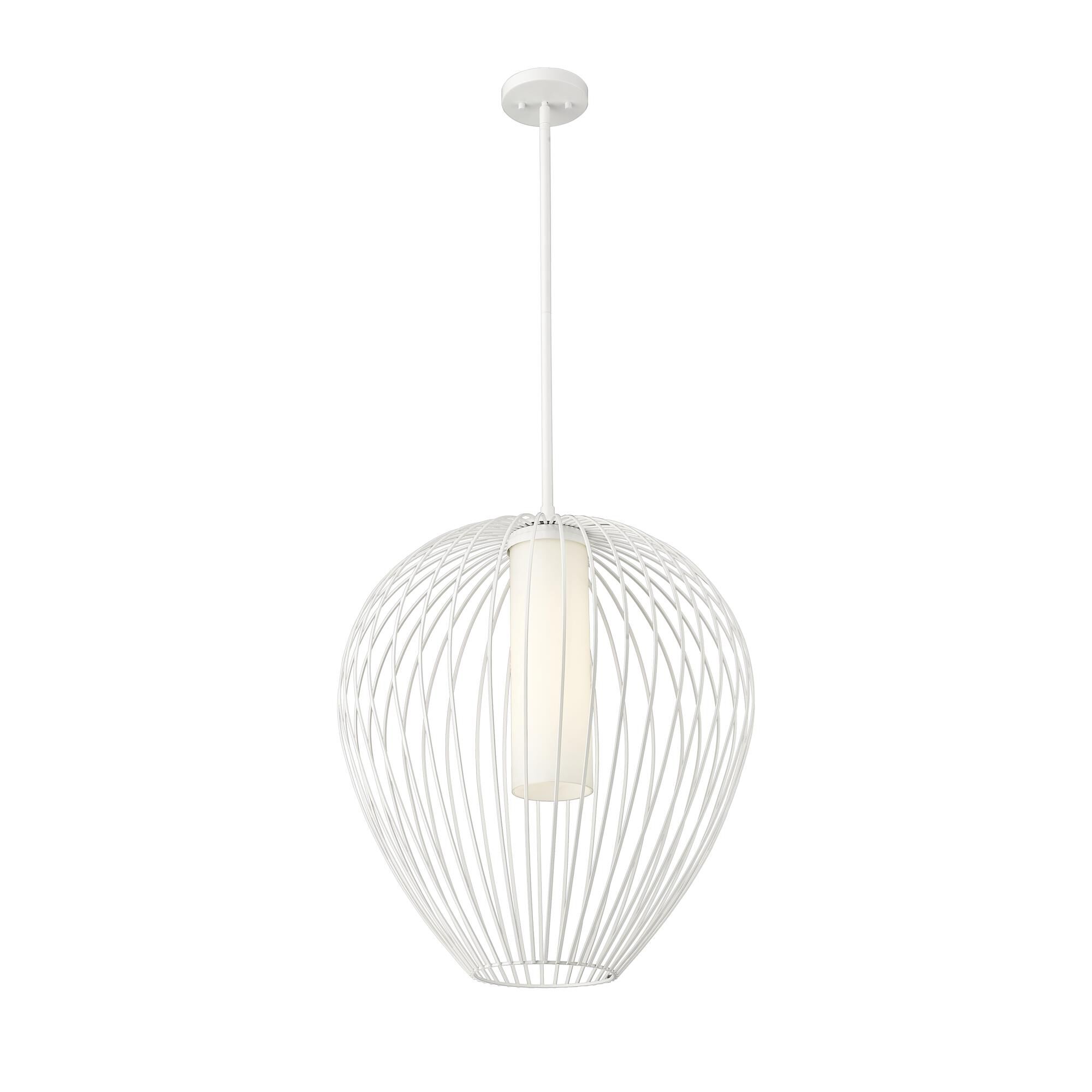 Shown in Textured White finish and White Opal glass and White Opal shade