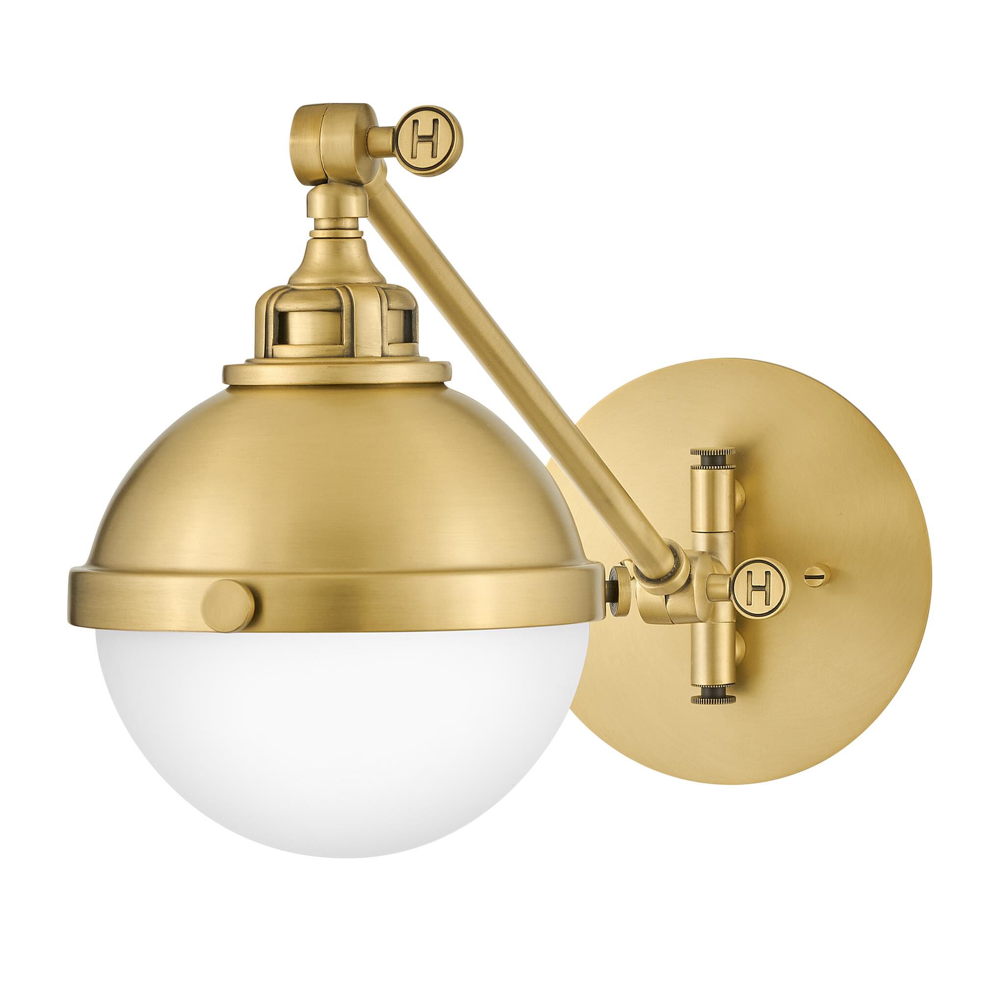Shown in Satin Brass finish and Etched Opal glass and Satin Brass accent