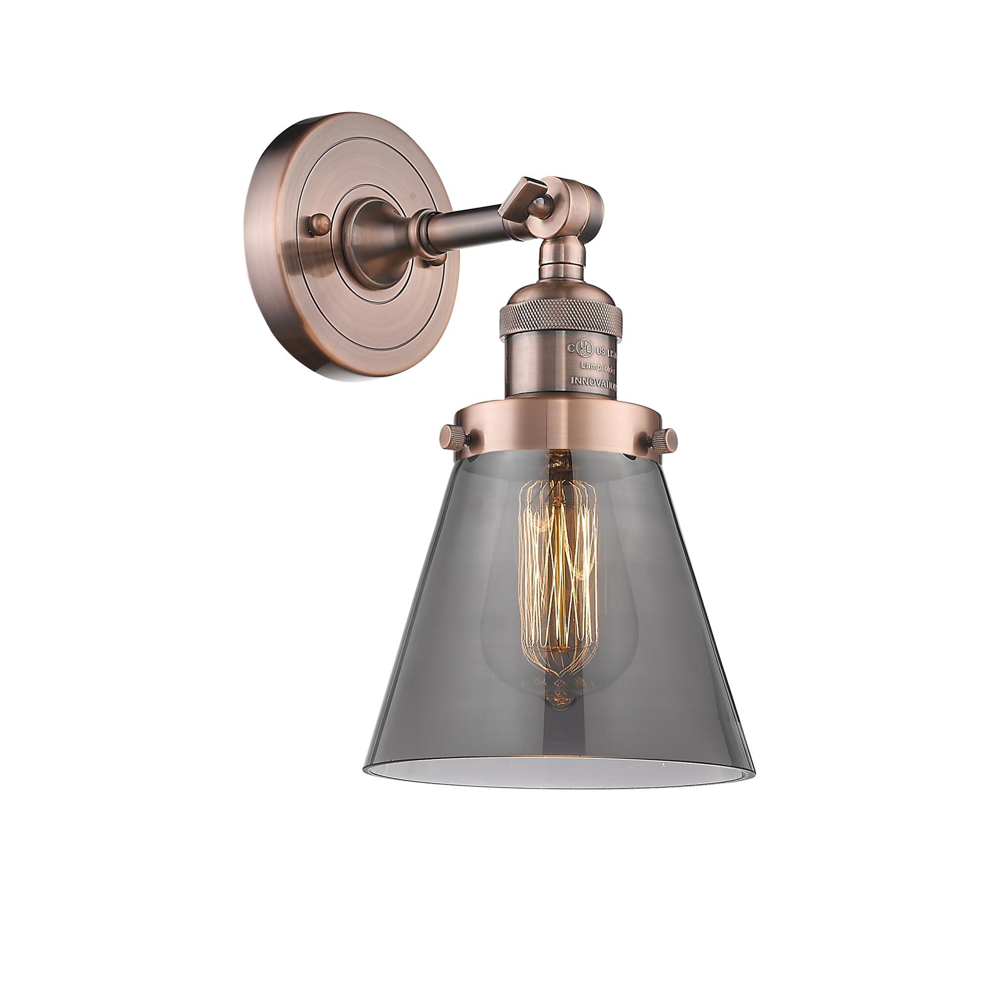 Shown in Antique Copper finish and Smoked glass