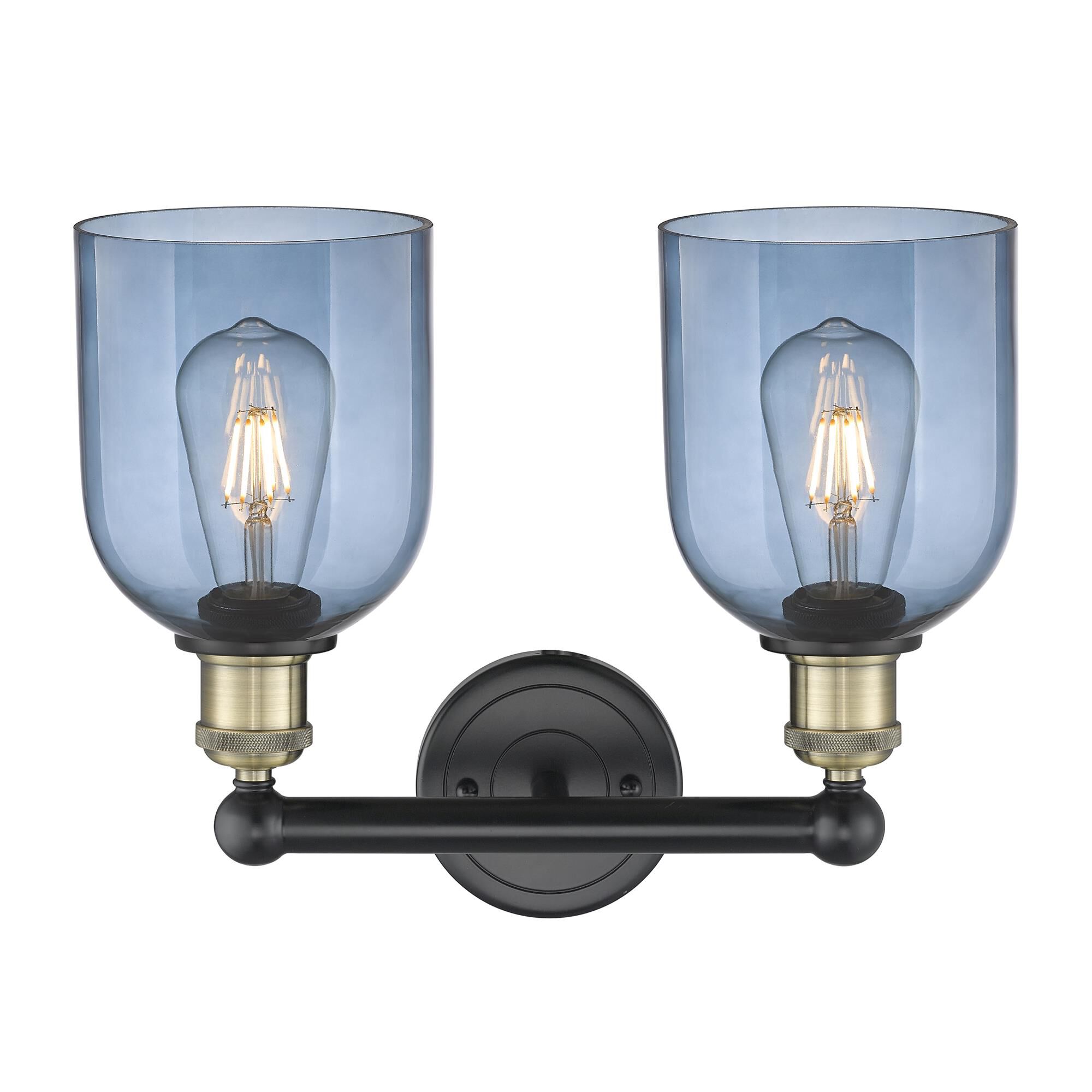Shown in Black Antique Brass finish and Princess Blue glass