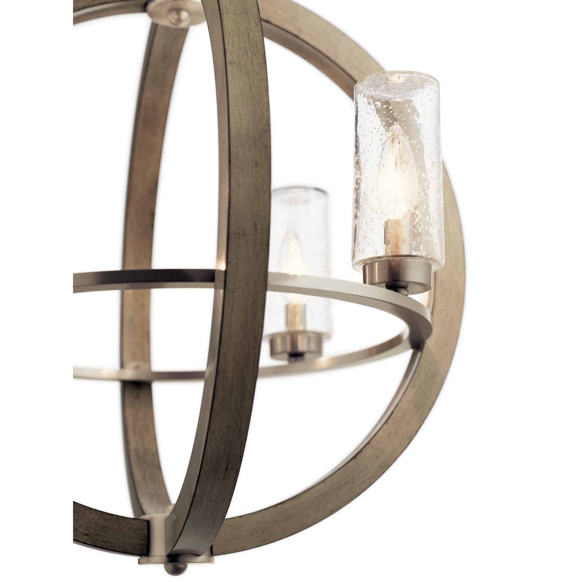 Shown in Distressed Antique Gray finish and Clear Seeded glass