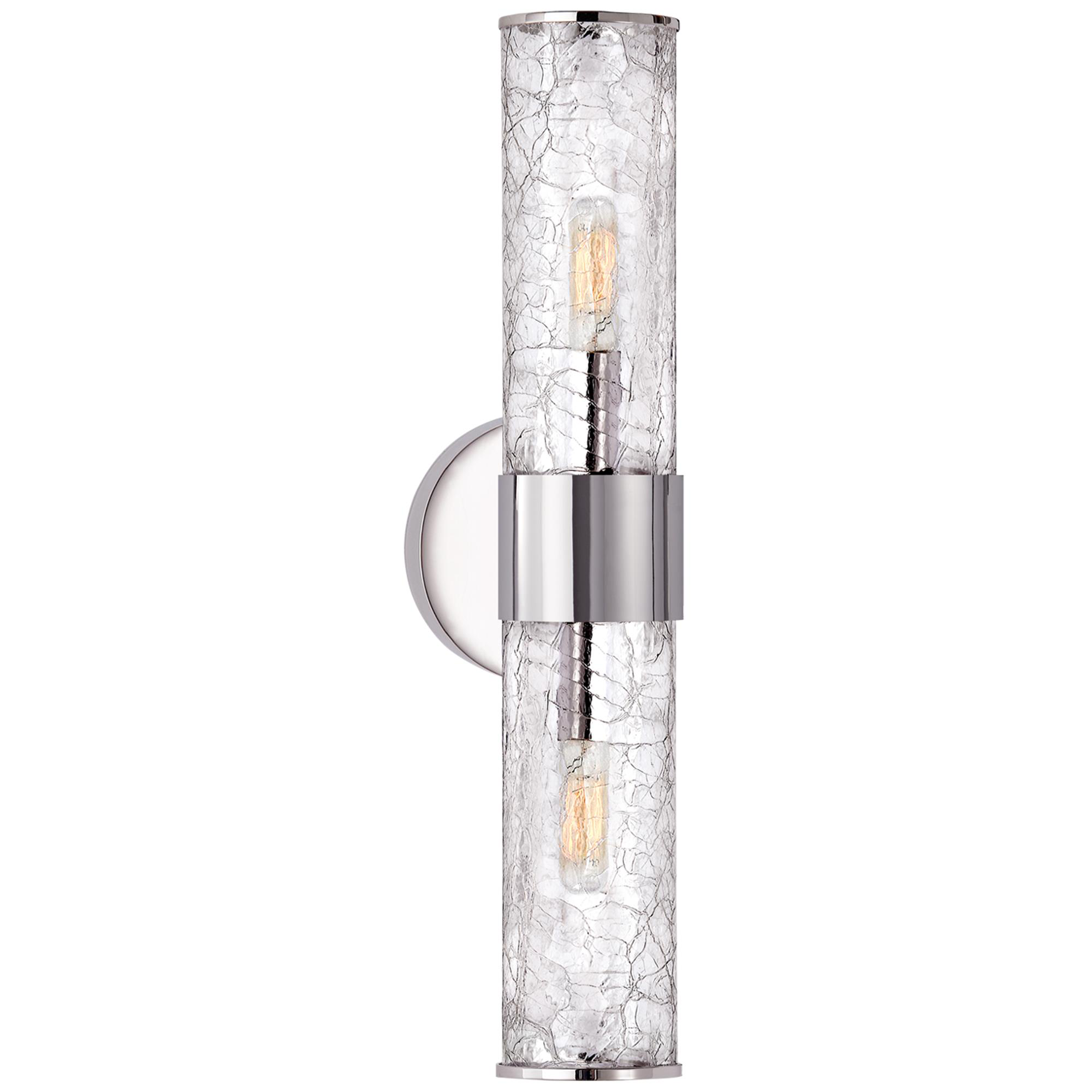 Shown in Polished Nickel finish and Crackle glass