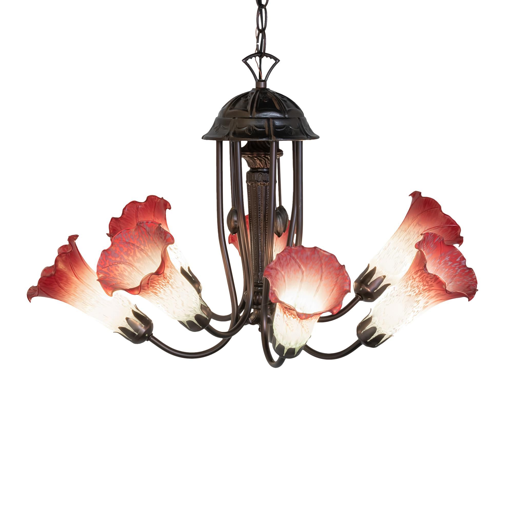 Pink and White 24 Inch 7 Light Chandelier by Meyda Lighting