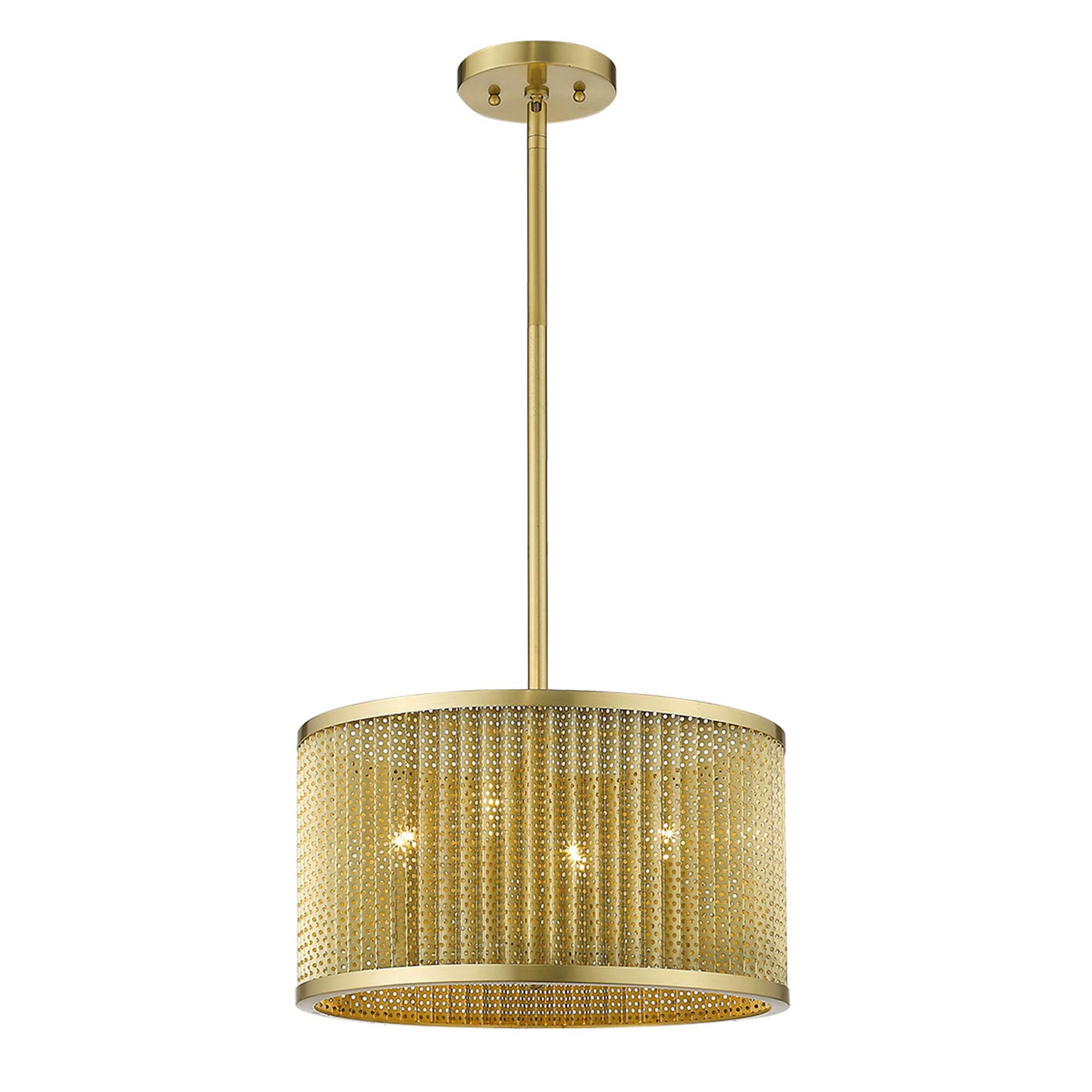 Shown in Gold finish and Gold glass and Gold Metal Drum Shaped s shade