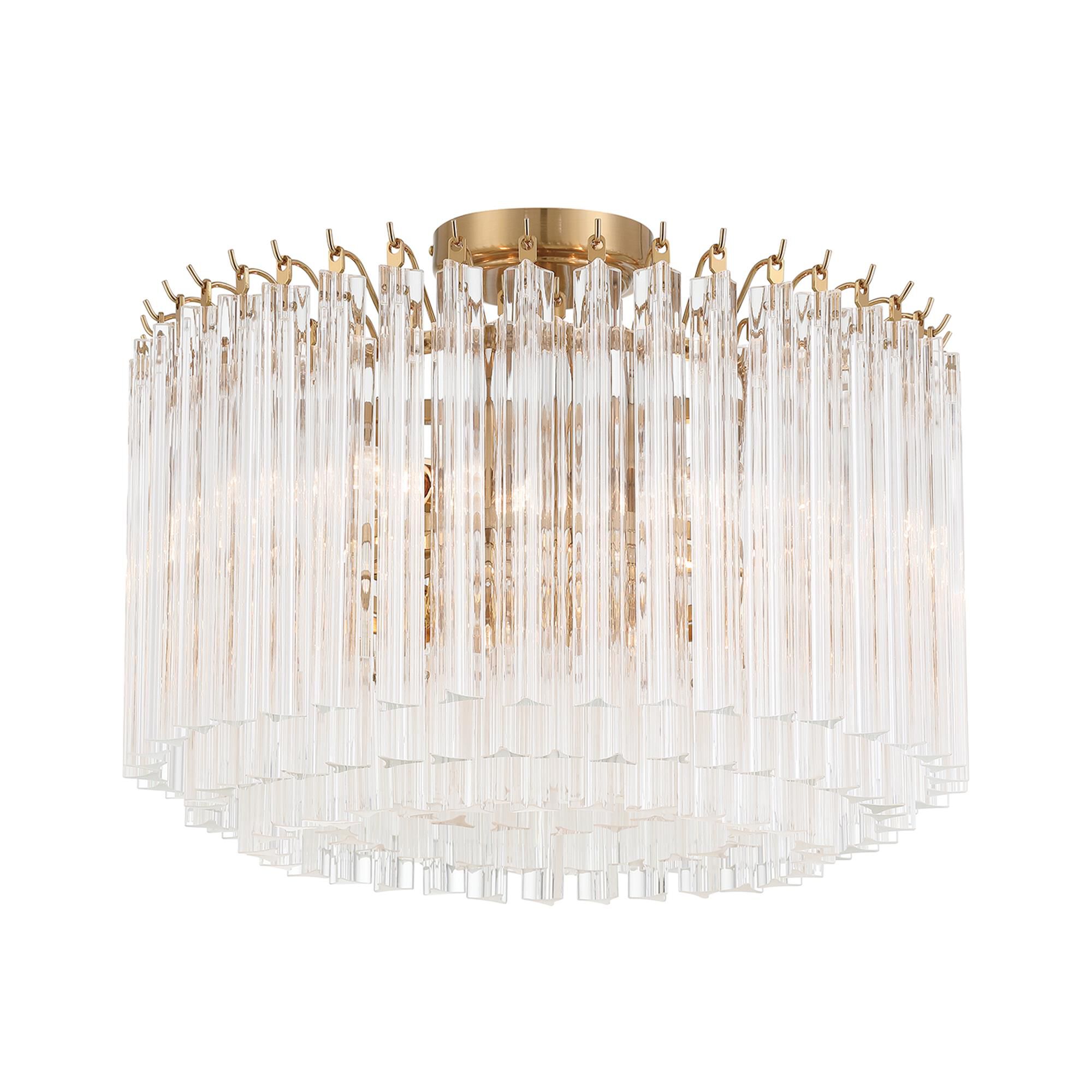 Shown in Aged Brass finish and Triedri Clear crystal