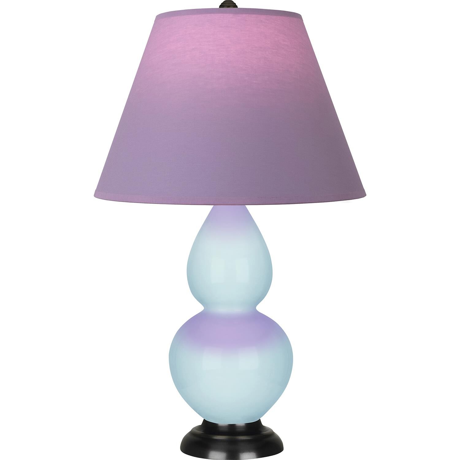 Shown in Baby Blue finish and Lavender and Plum shade and Deep Patina Bronze accent