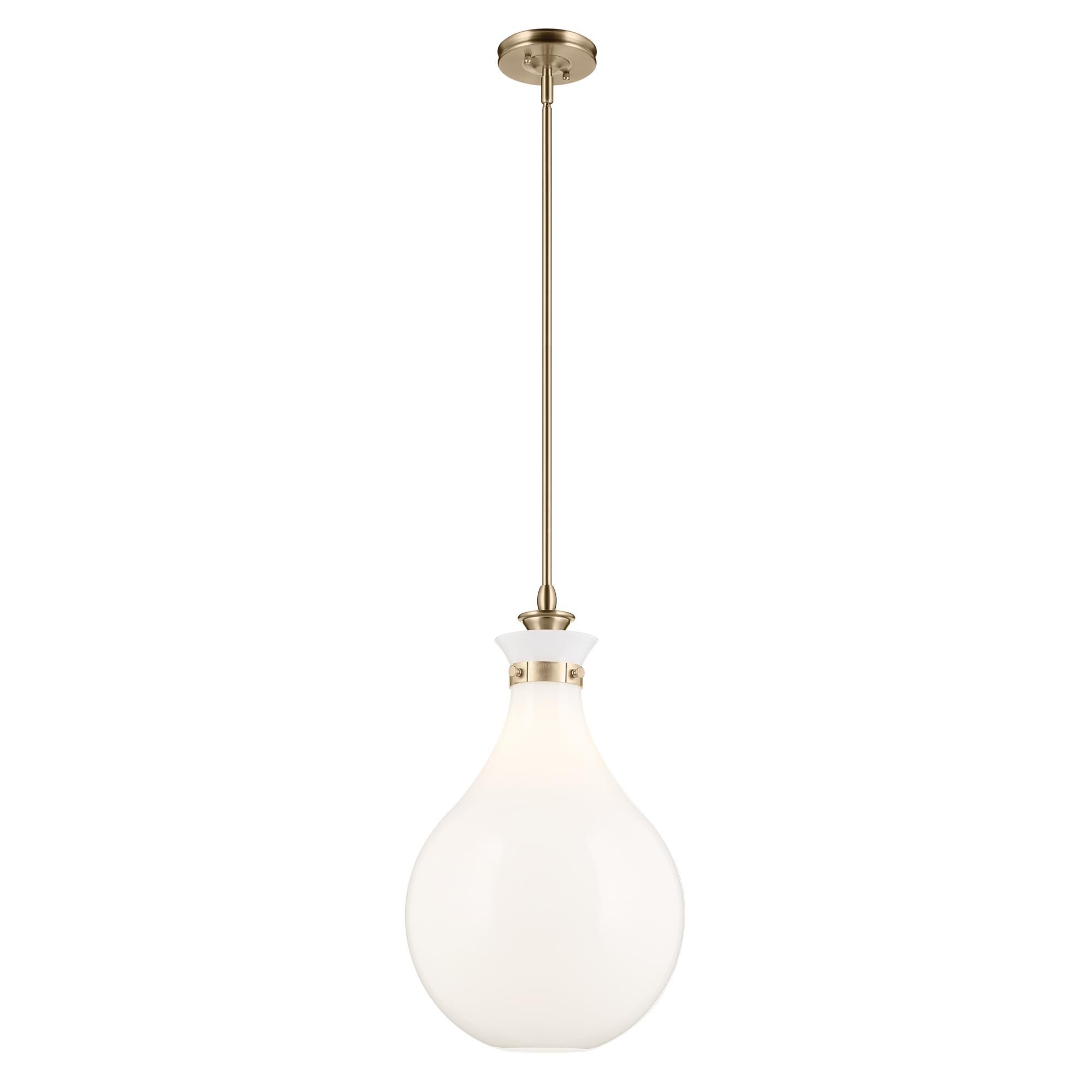 Shown in Champagne Bronze finish and Opal glass