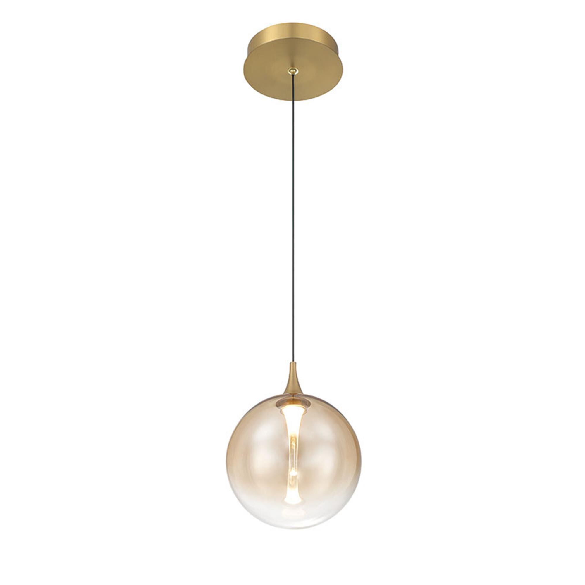 Shown in Gold finish and Amber glass