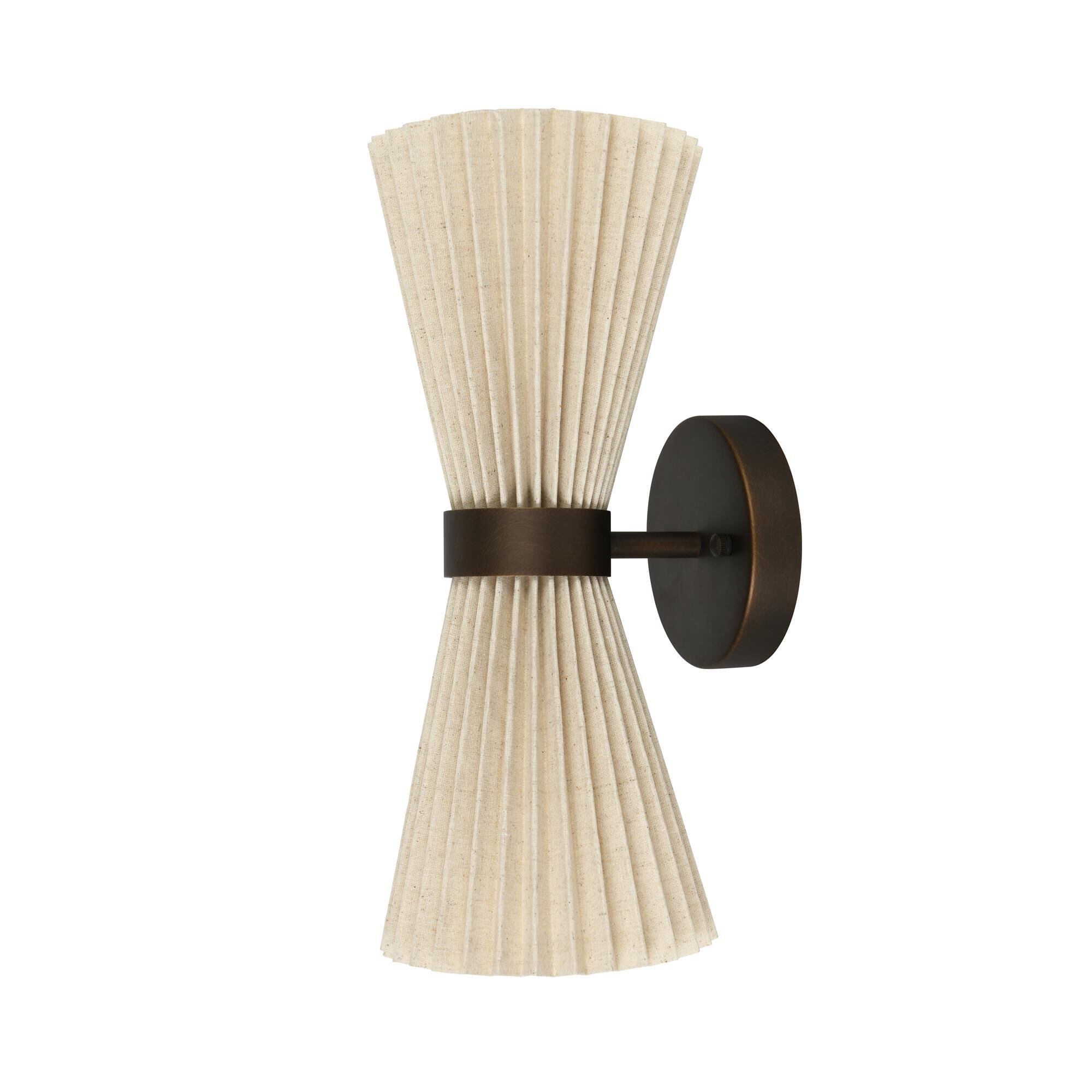 Shown in Bronze and Natural finish and Natural Linen shade
