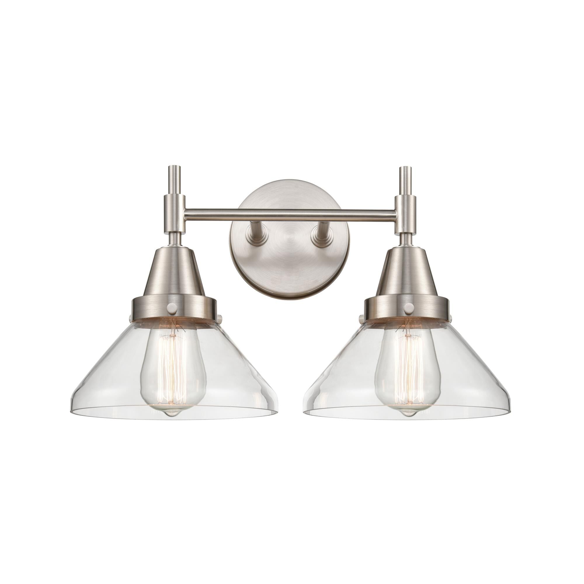 Shown in Satin Nickel finish and Clear Caden glass