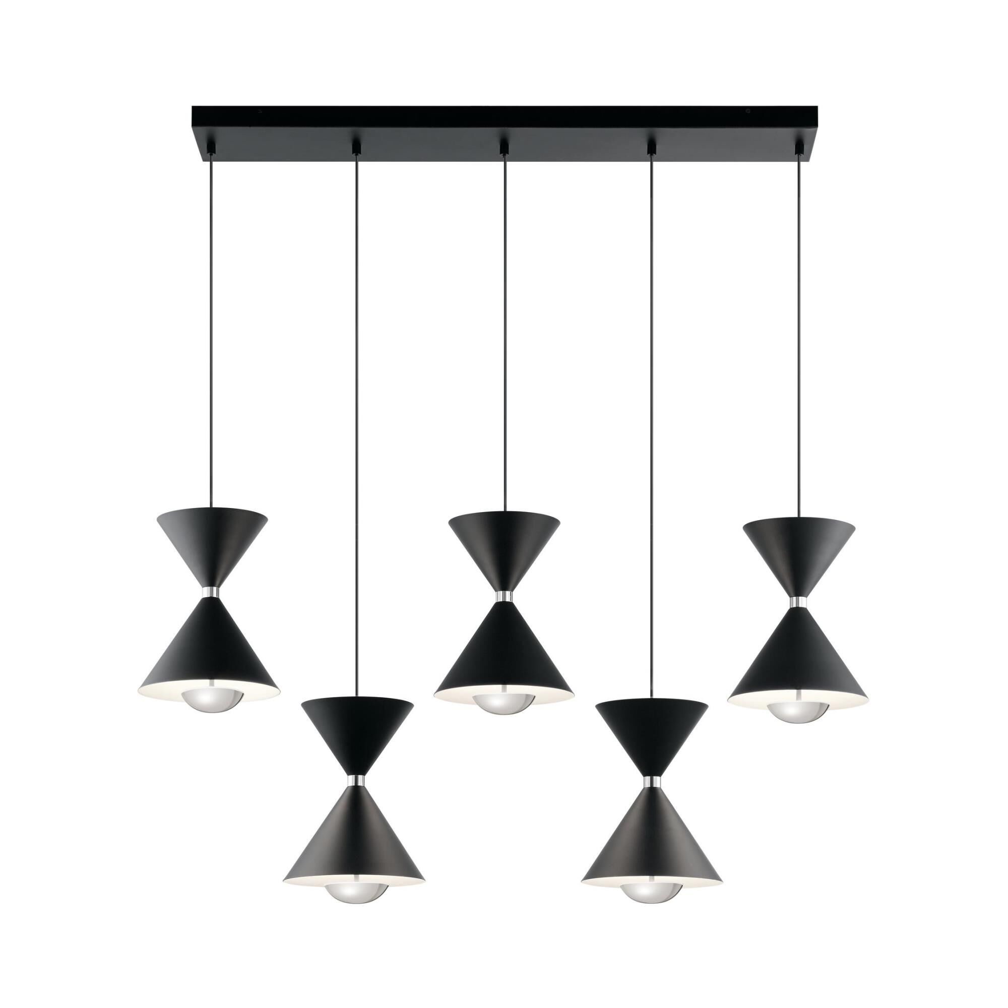 Shown in Matte Black - Polished Nickel - Gloss White Inside finish and Clear Polycarbonate glass and Polycarbonate shade