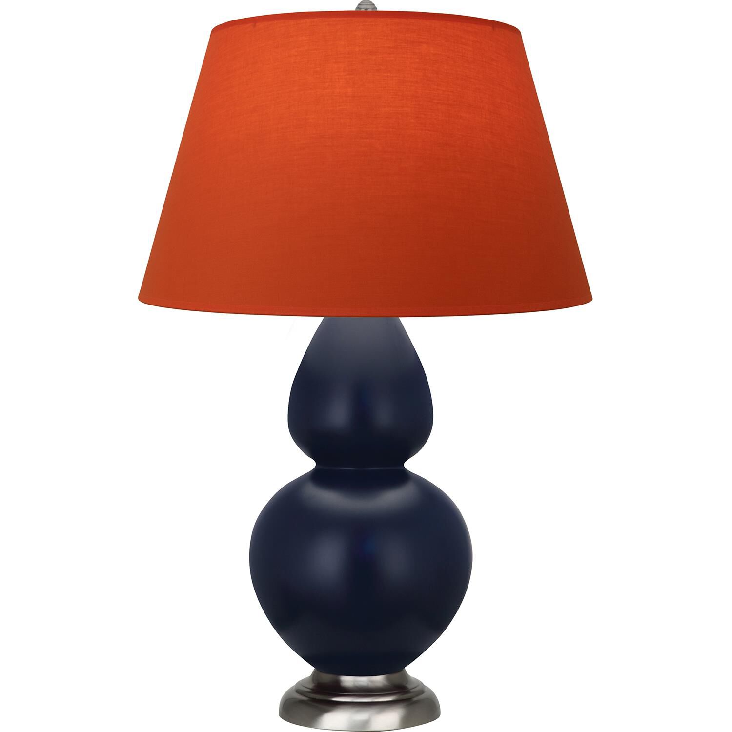 Shown in Matte Midnight Blue finish and Tangerine and Taupe Lining shade and Antique Silver accent