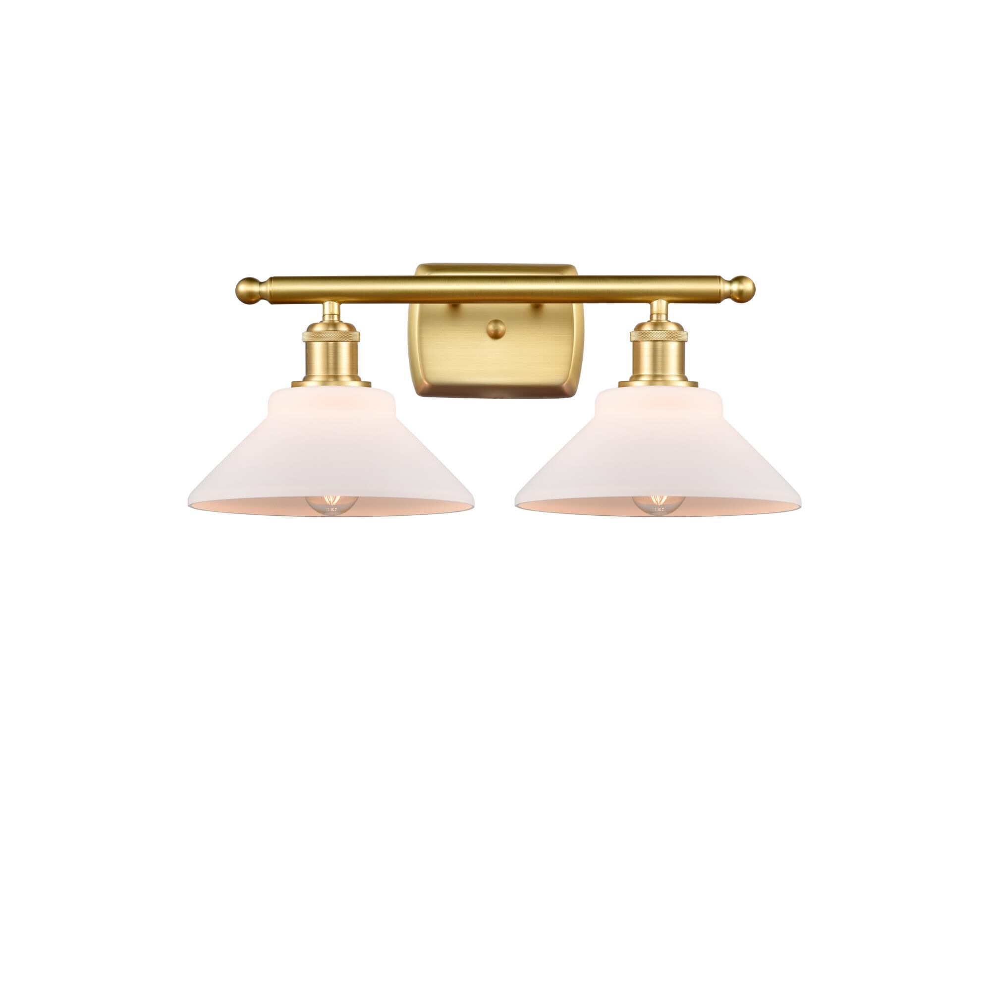 Shown in Satin Gold finish and Matte White Orwell glass