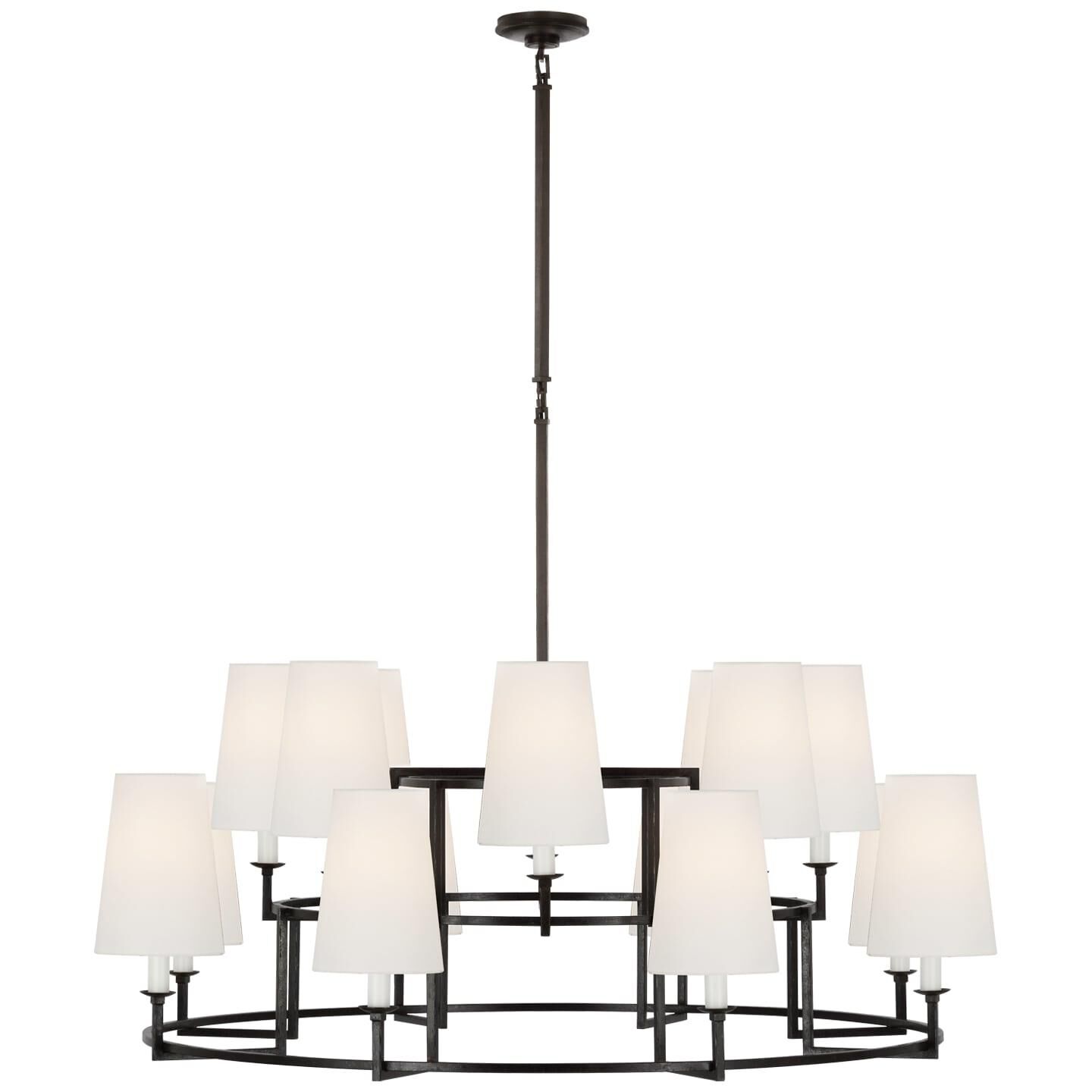 Shown in Aged Iron finish and Linen shade