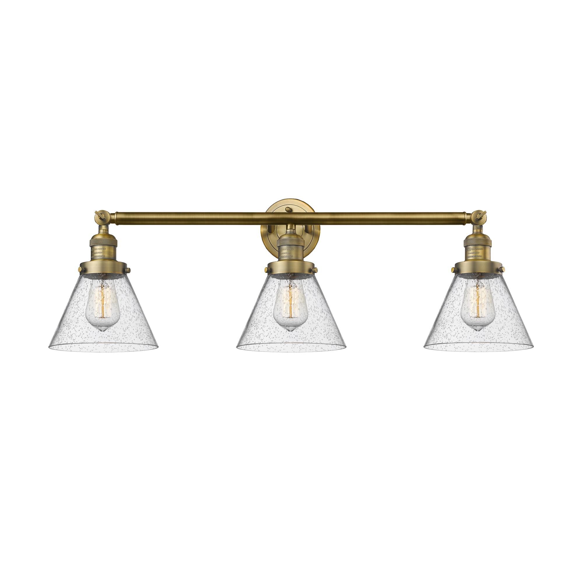 Bruno Marashlian Large Cone 32 Inch 3 Light Bath Vanity Light by Innovations Lighting