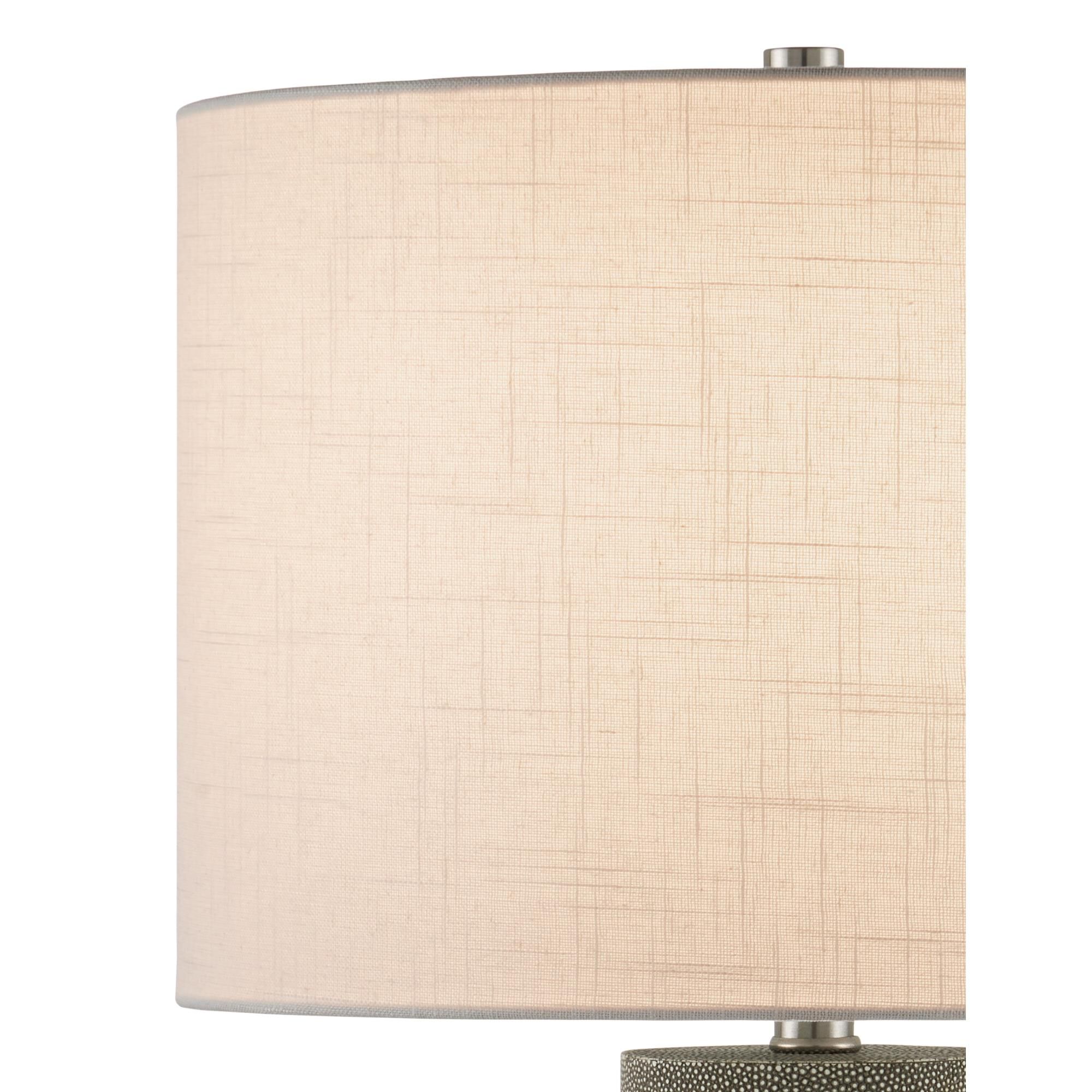 Shown in Gray and Clear finish and White Linen shade