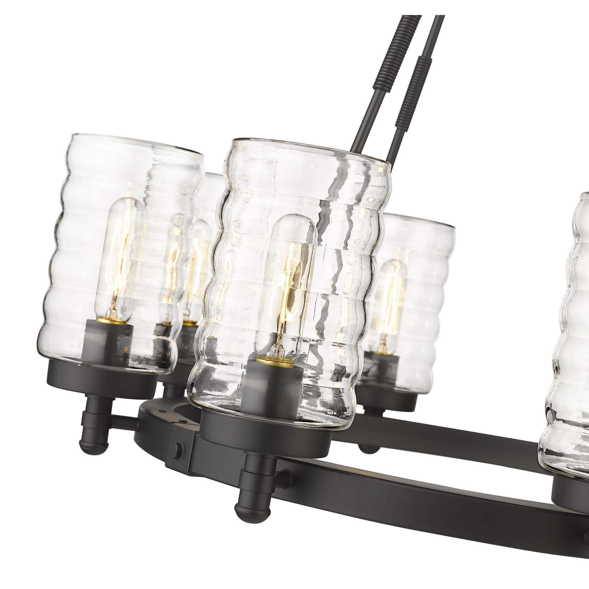 Shown in Matte Black finish and Clear glass and No Shade shade