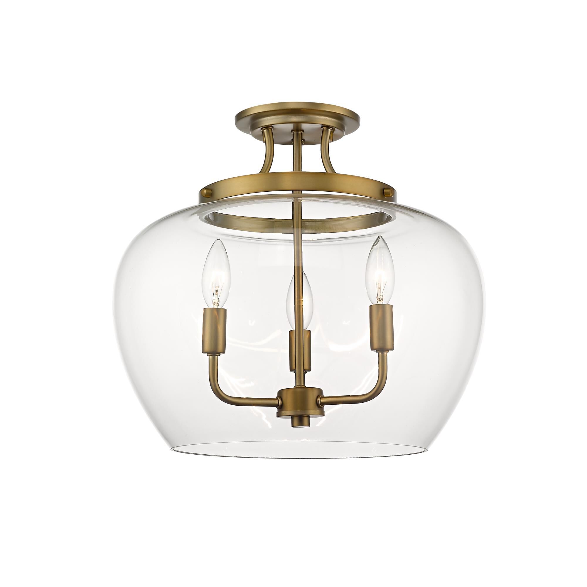 Shown in Olde Brass finish and Glass shade