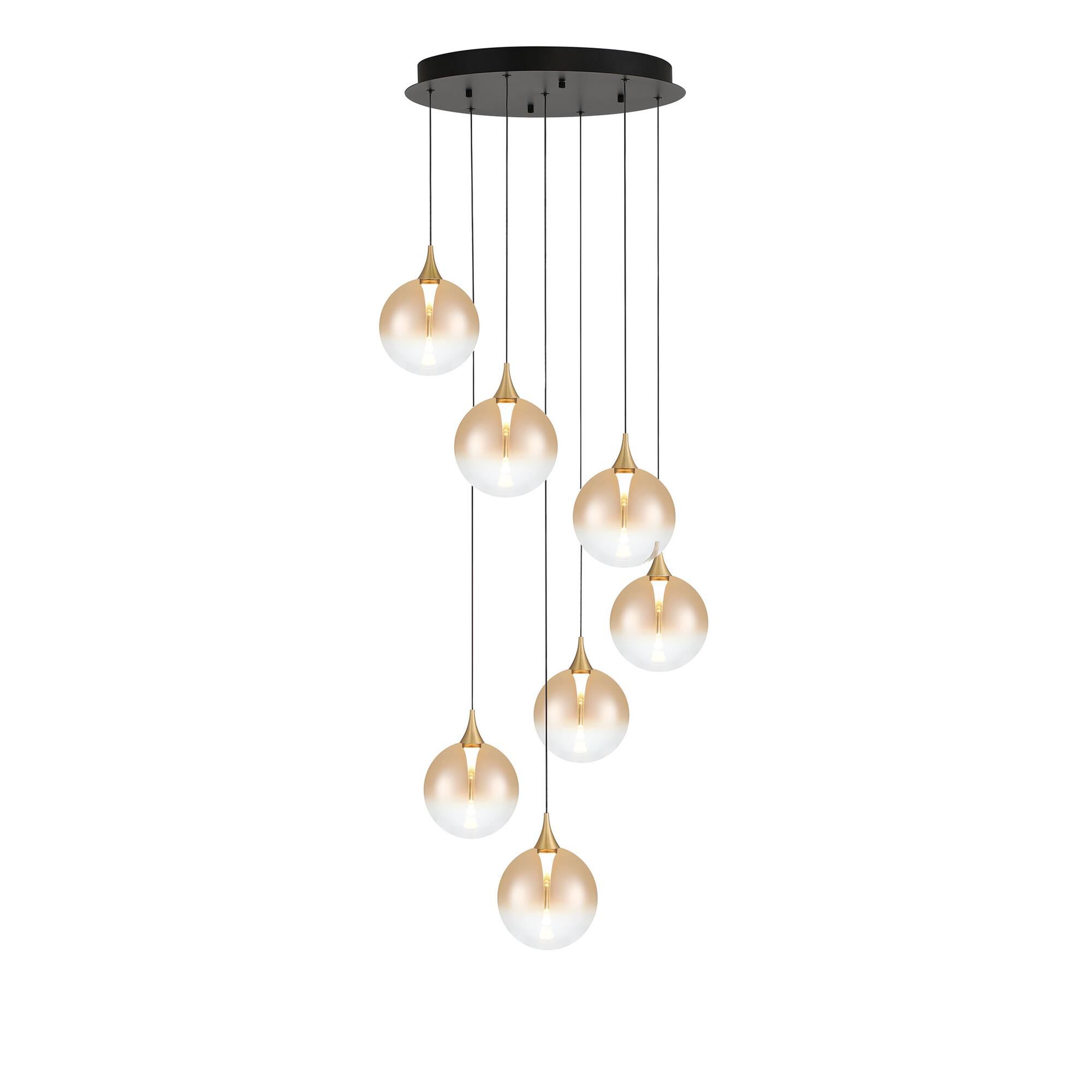 Shown in Gold finish and Amber glass