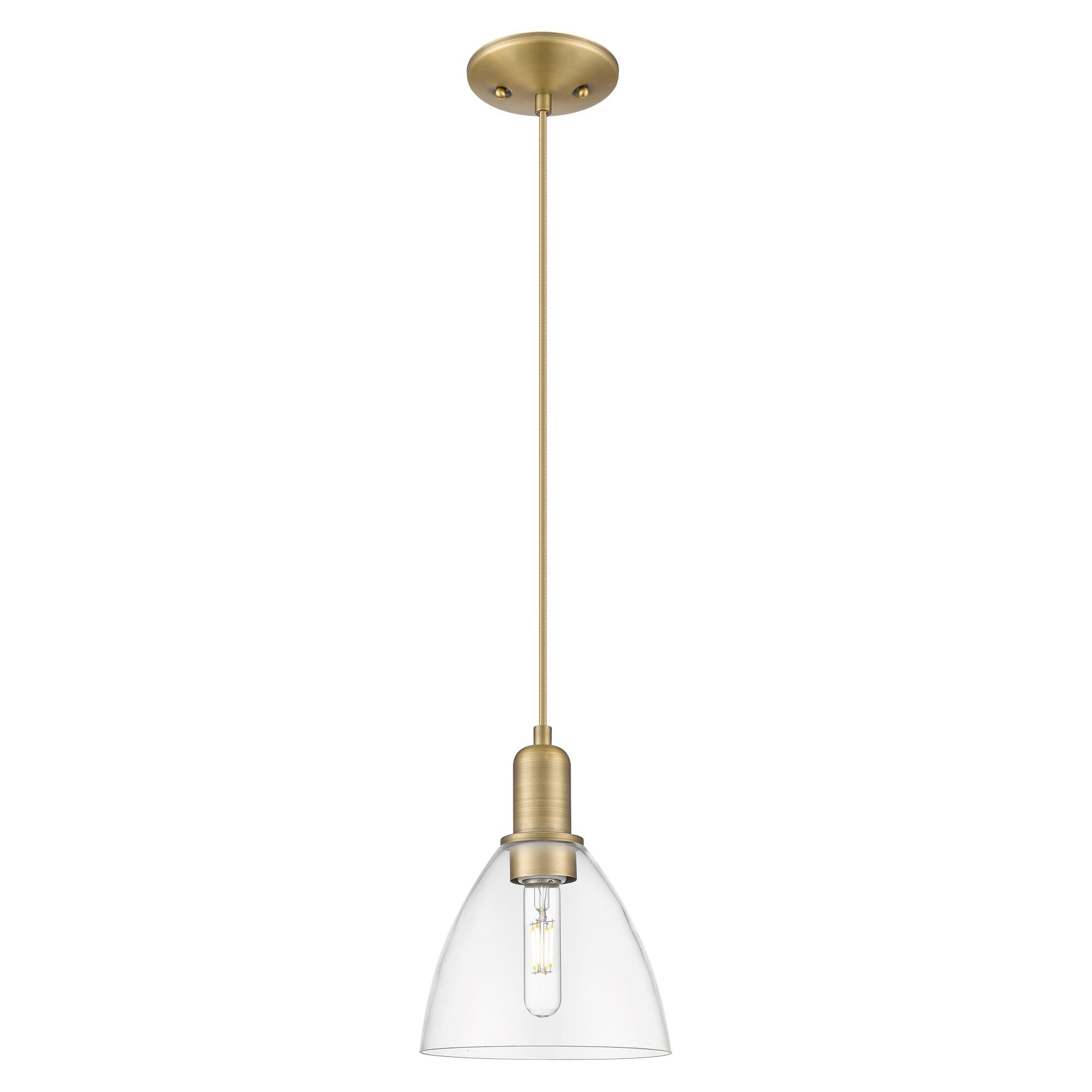 Shown in Brushed Brass finish and Clear glass