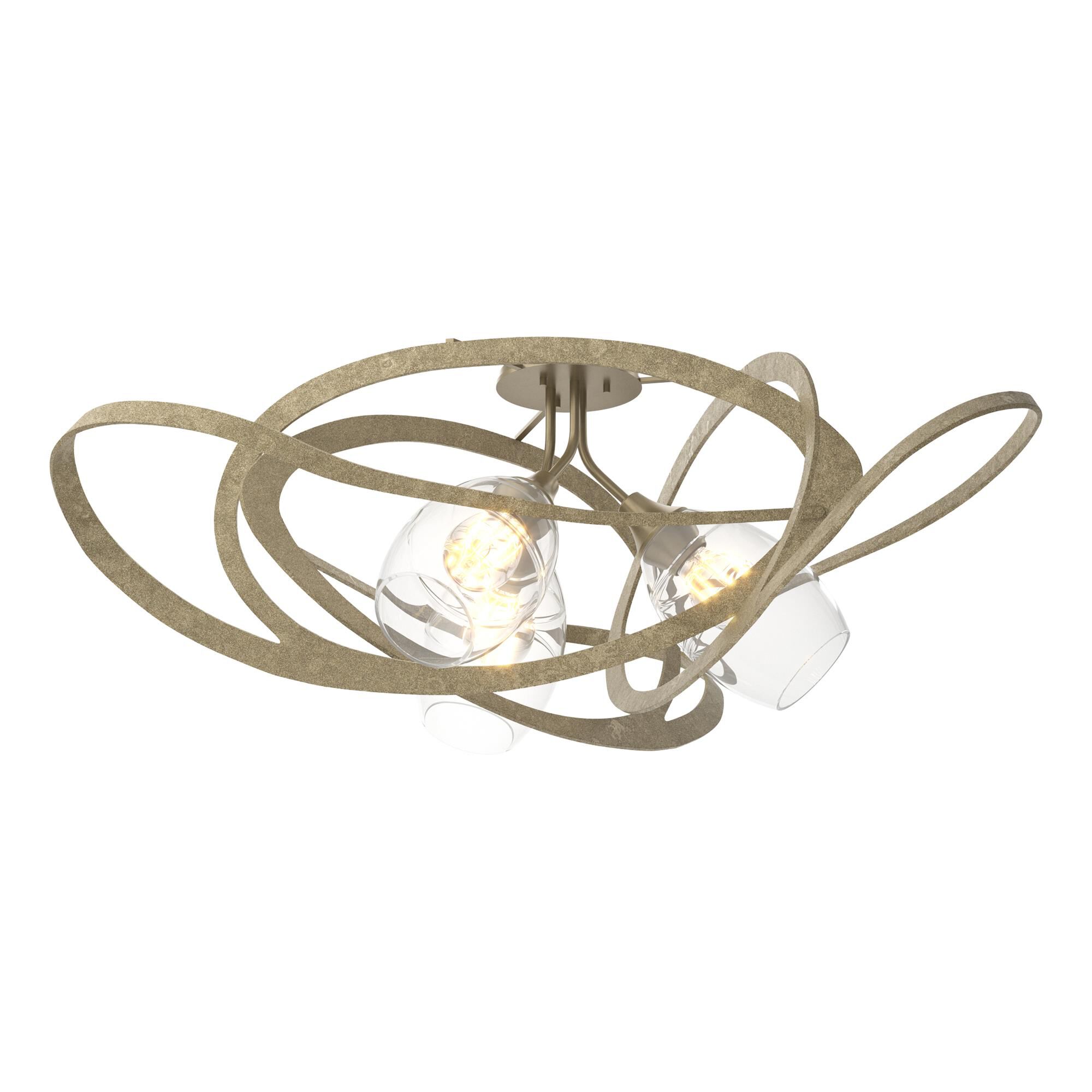 Shown in Soft Gold finish and Clear  glass