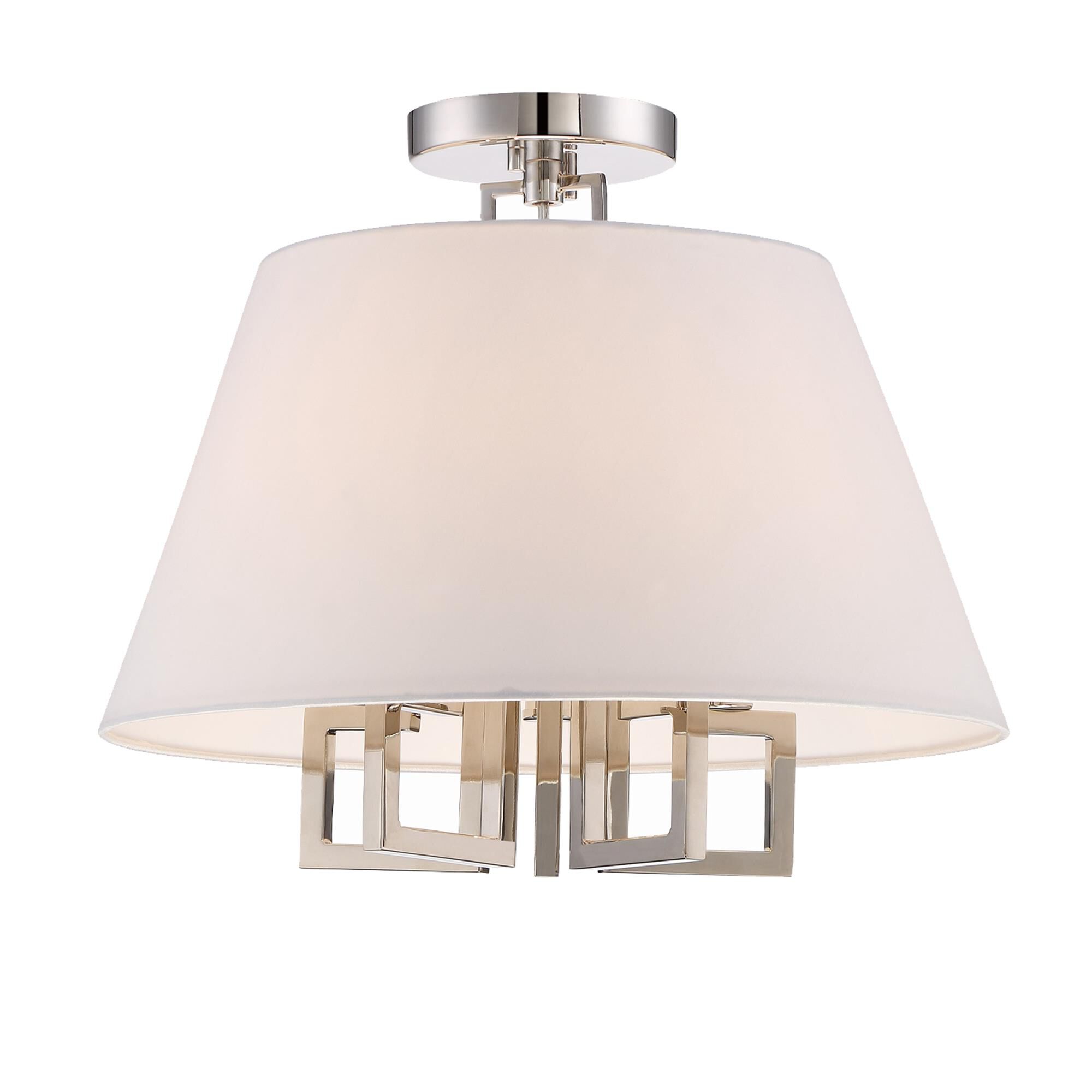 Shown in Polished Nickel finish and Silk glass and Silk shade