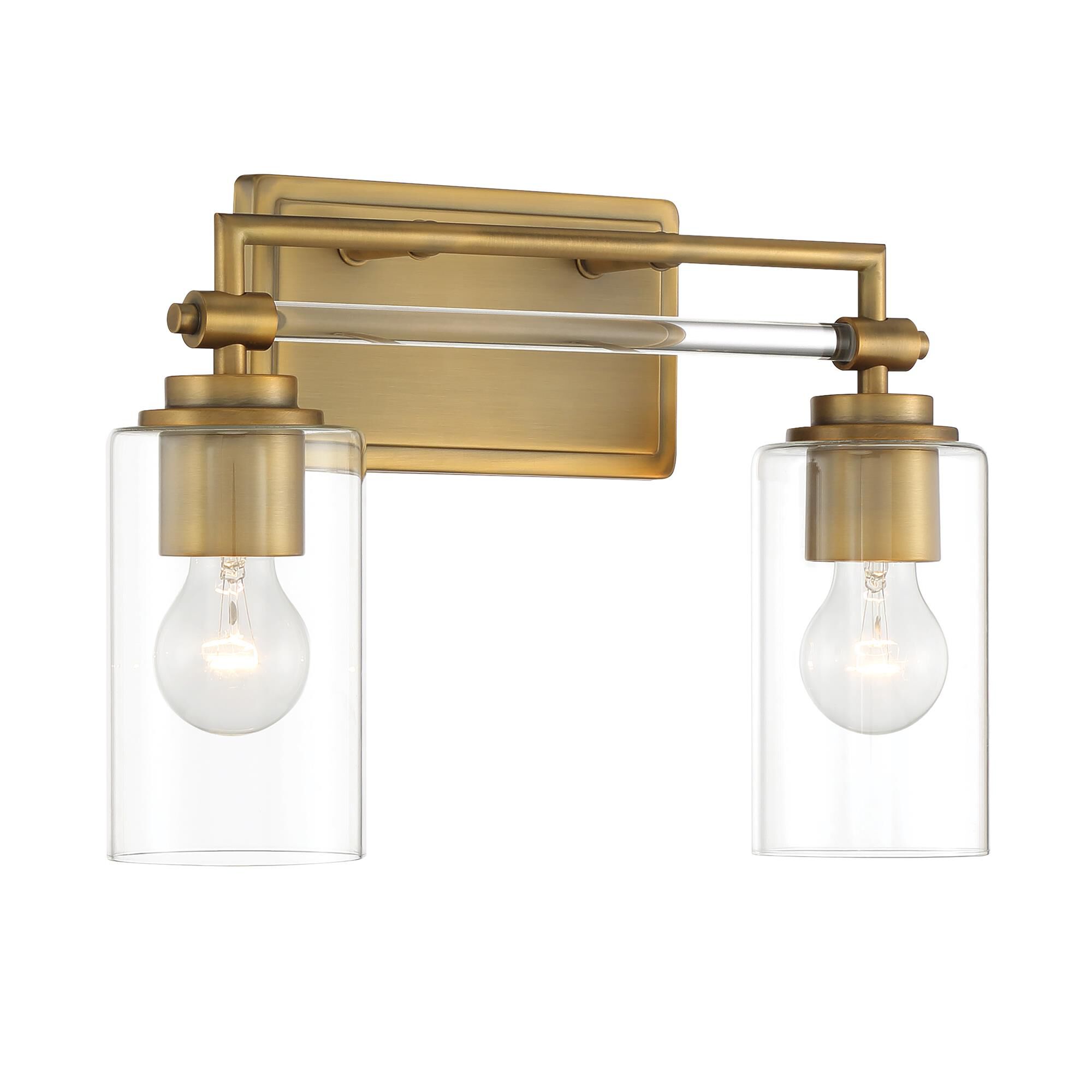 Shown in Aged Brass finish and Clear glass