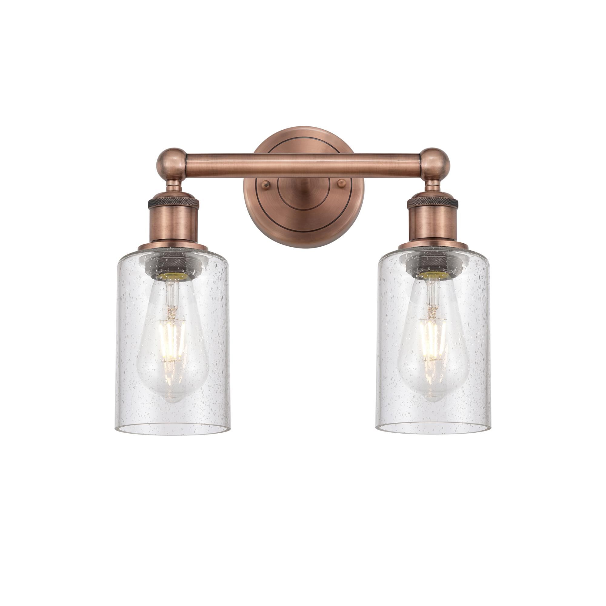 Shown in Antique Copper finish and Seedy glass