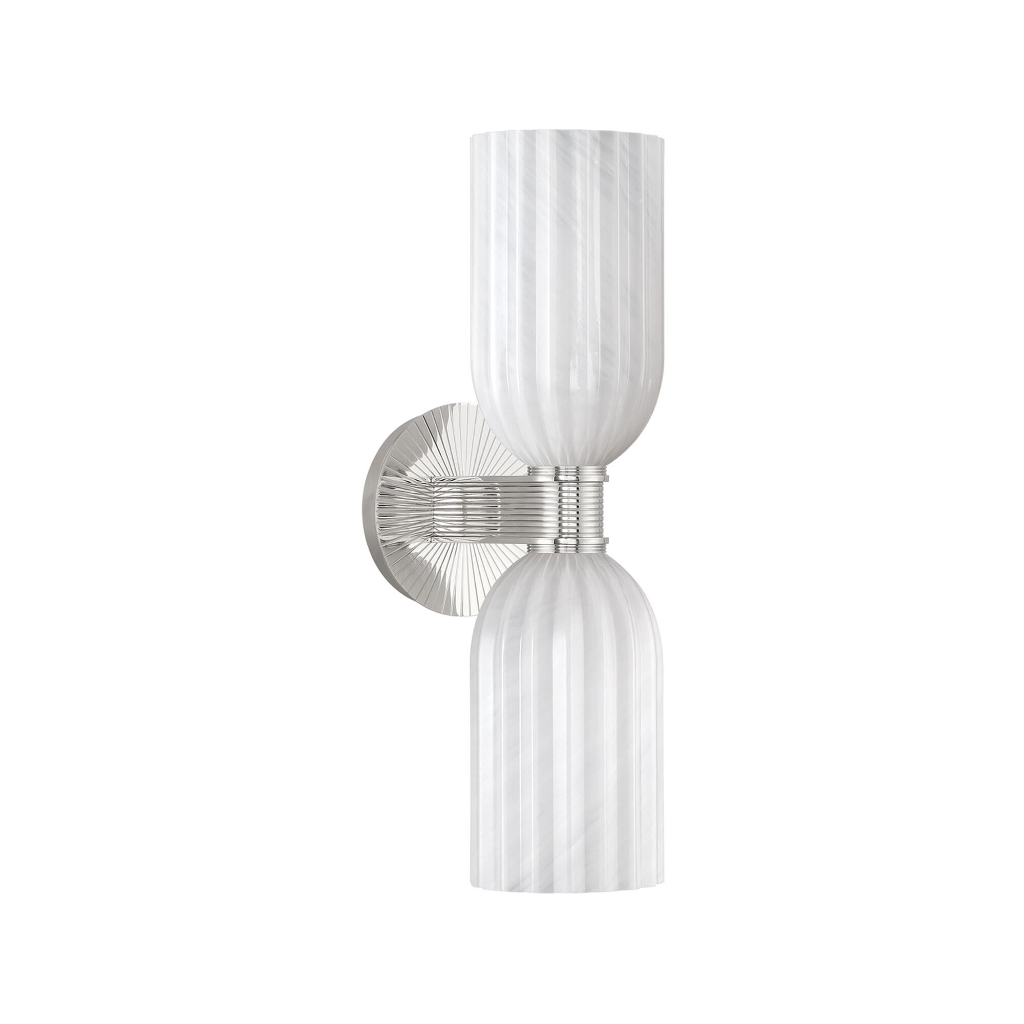 Shown in Polished Nickel finish and Strie glass and Strie Glass shade