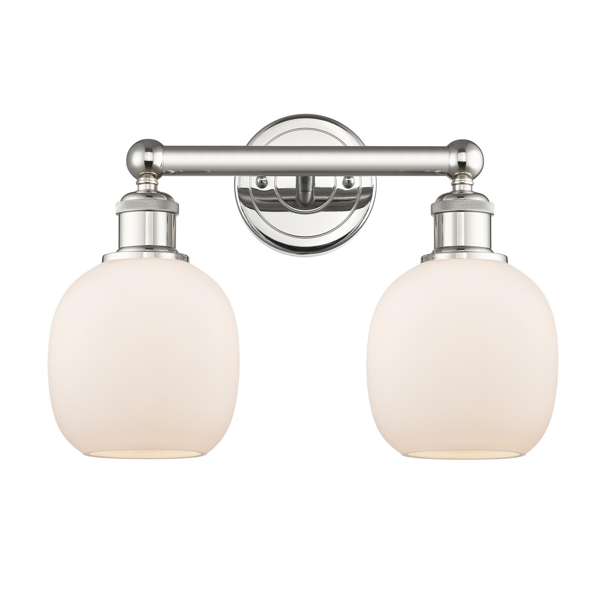 Shown in Polished Nickel finish and Matte White glass