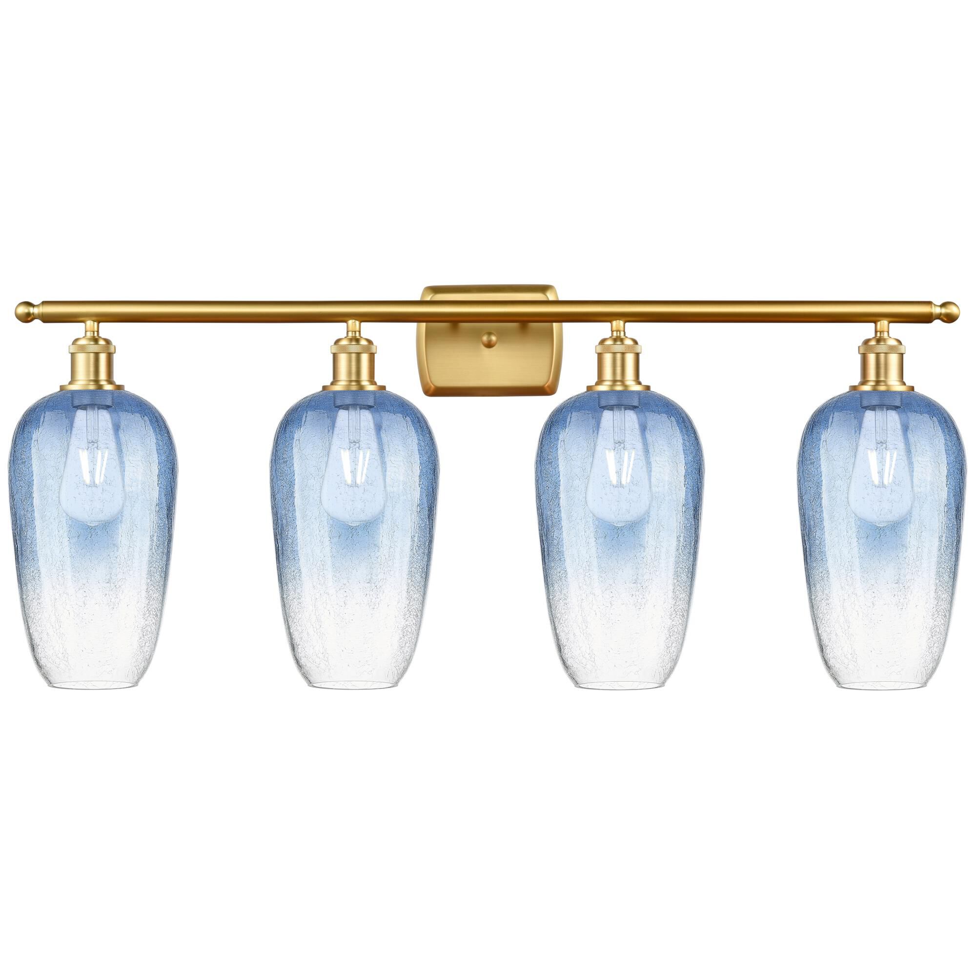 Shown in Satin Gold finish and Sapphire Blue glass