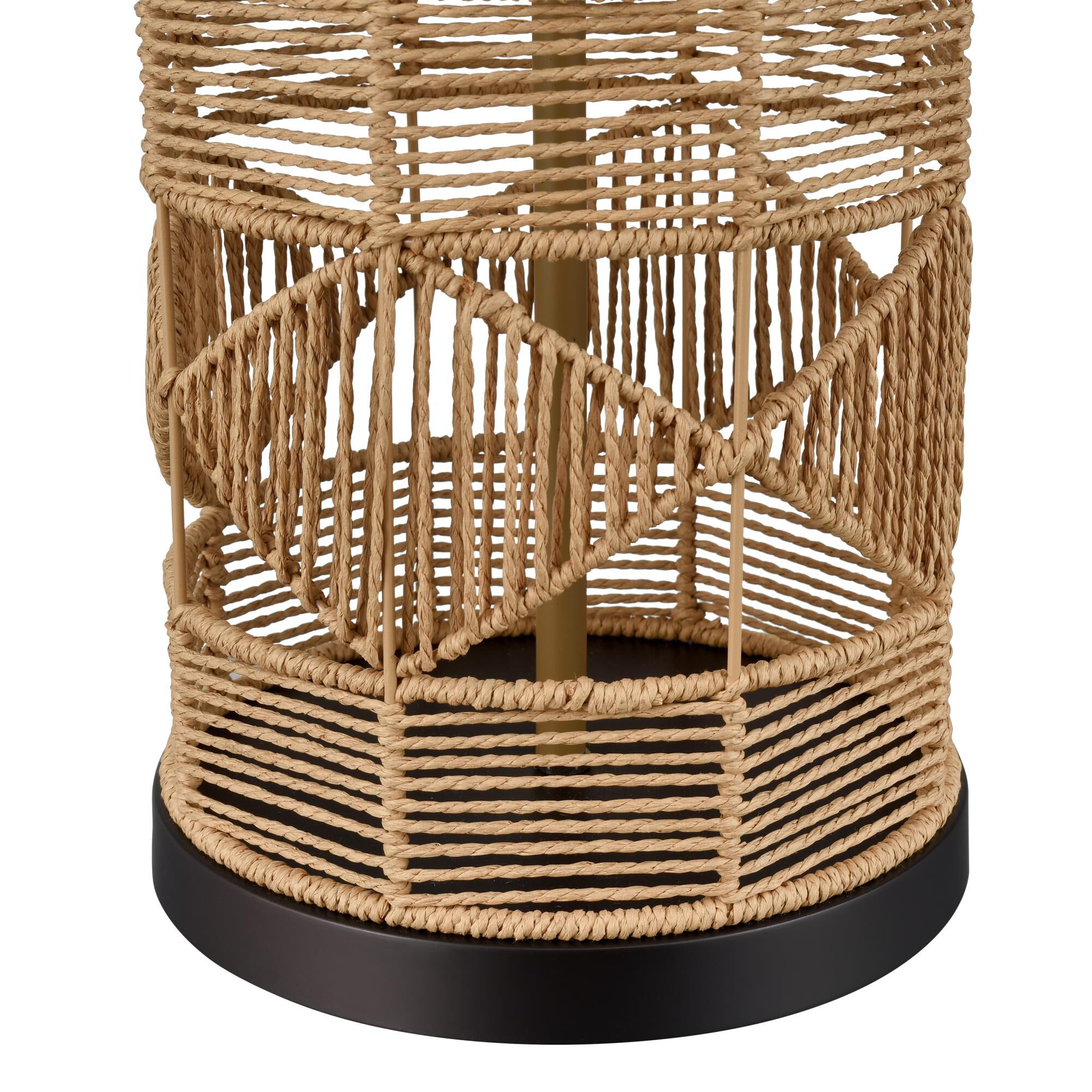 Shown in Natural finish and White Textured Linen Drum shade