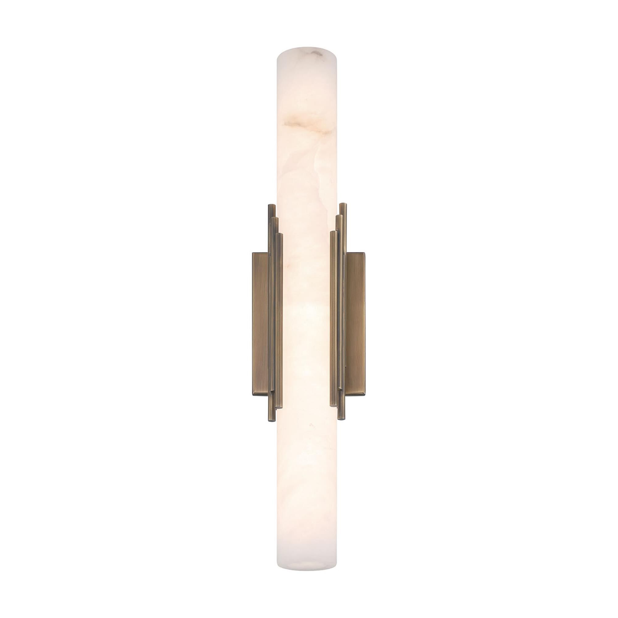 Shown in Antique Brass finish and Alabaster glass