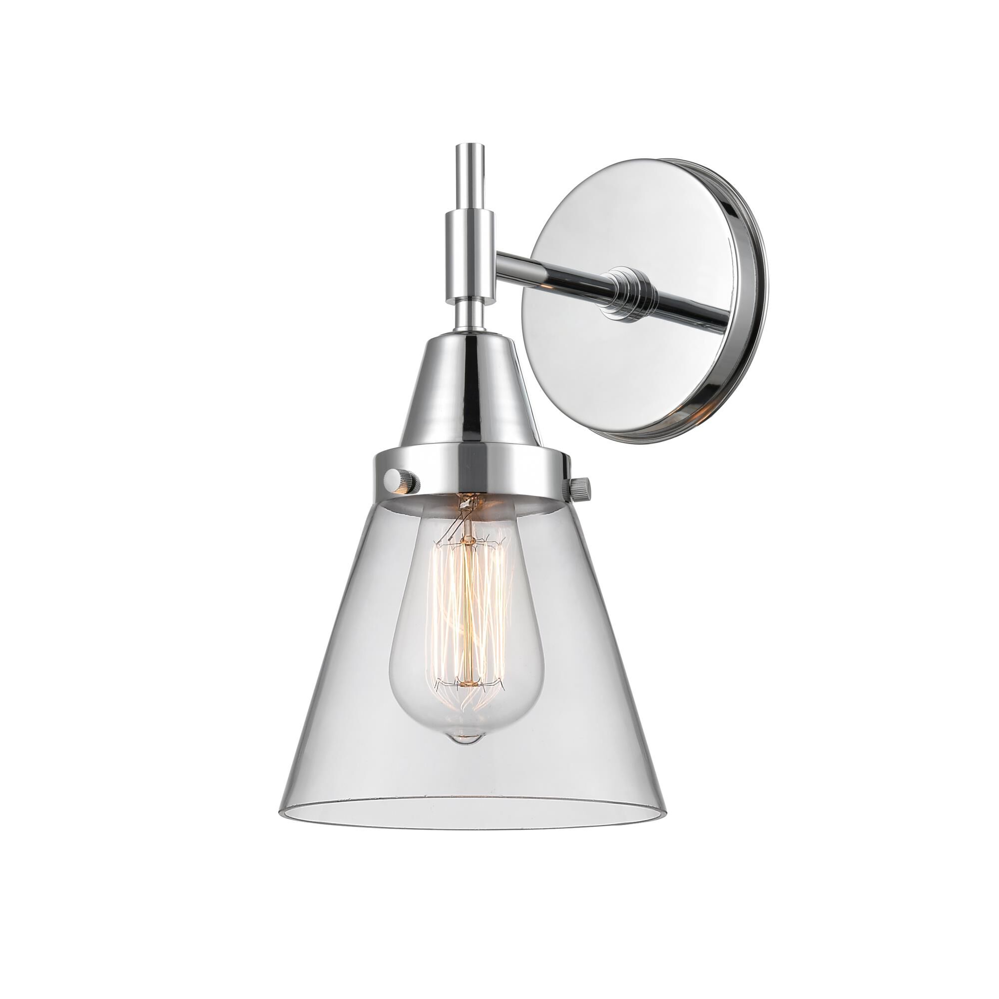 Shown in Polished Chrome finish and Clear Large Cone glass