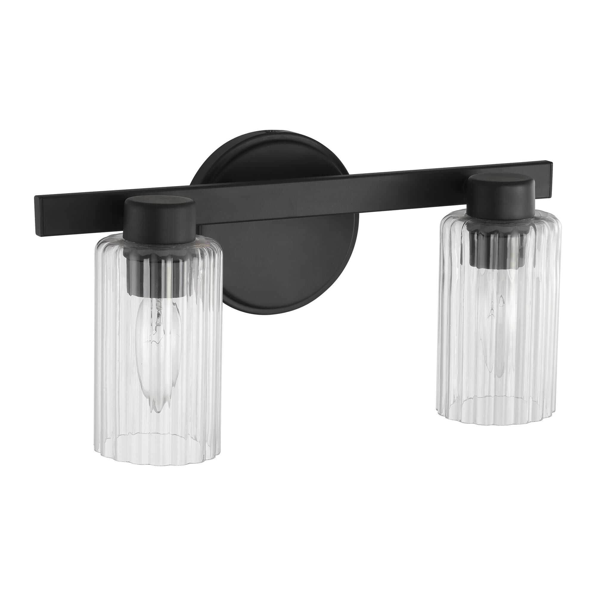 Shown in Matte Black finish and Clear Ribbed glass