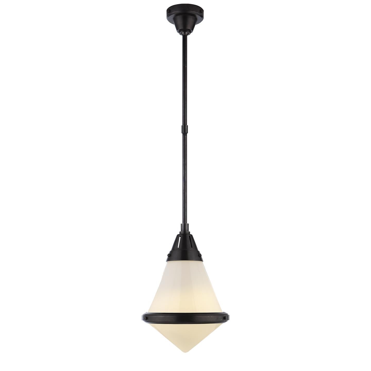 Shown in Bronze finish and White glass