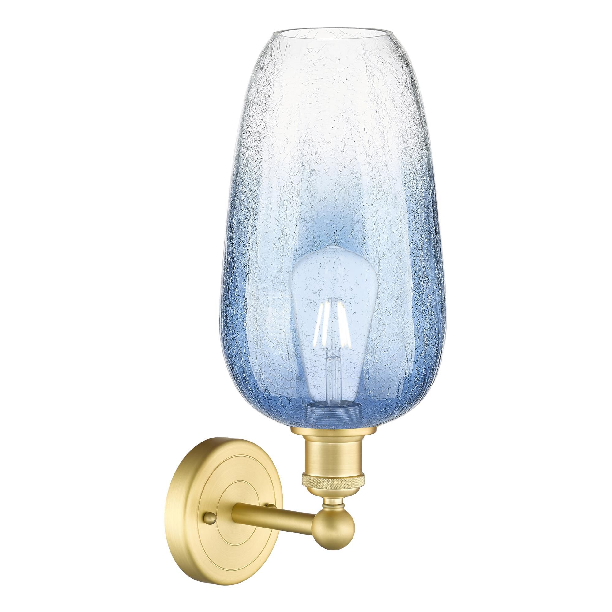 Shown in Satin Gold finish and Sapphire Blue glass