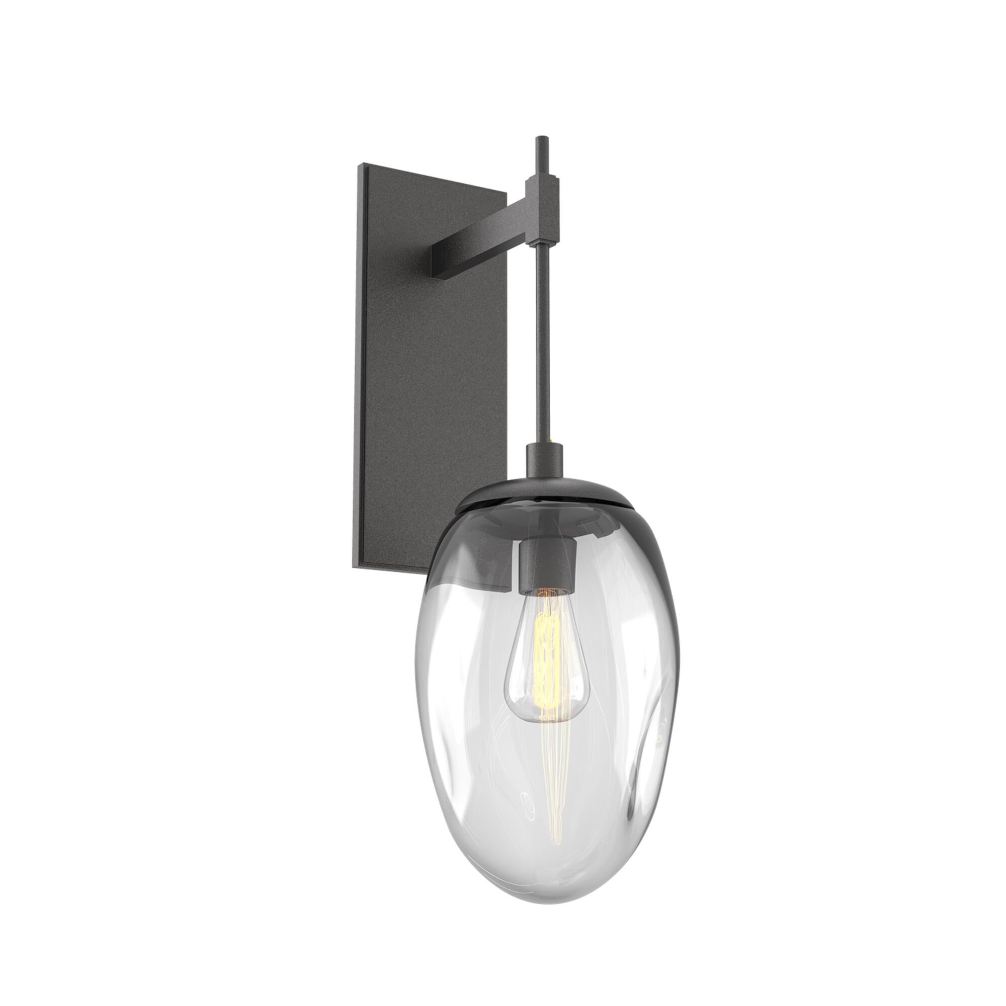 Shown in Graphite finish and Clear Blown glass