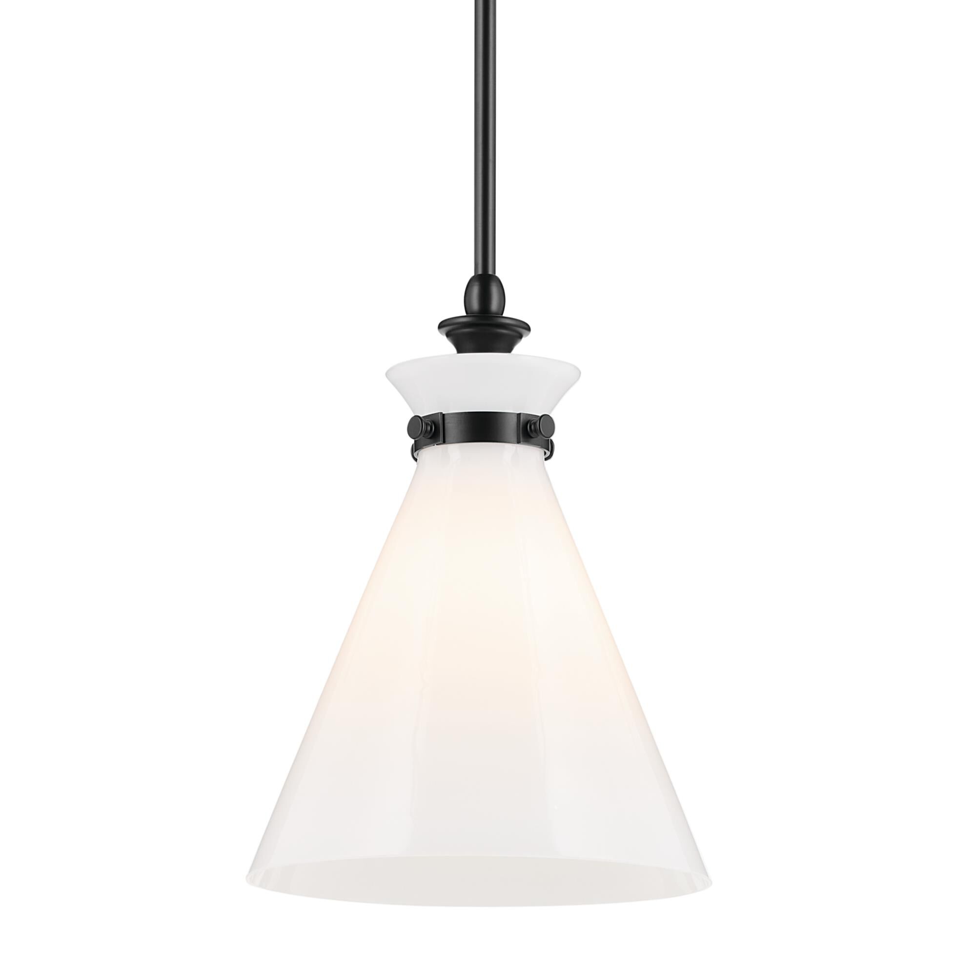 Shown in Black finish and Opal glass