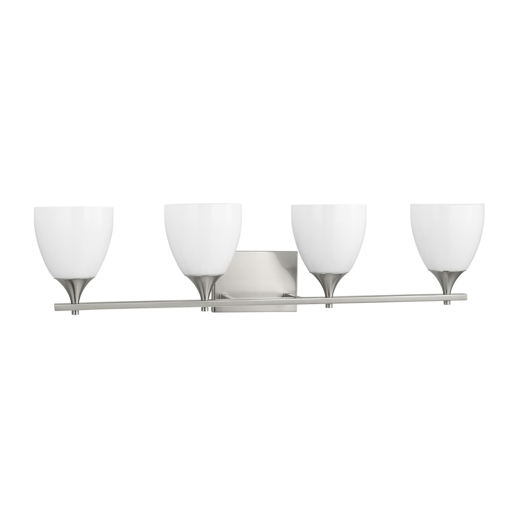 Shown in Brushed Steel finish and Milk Glass s shade