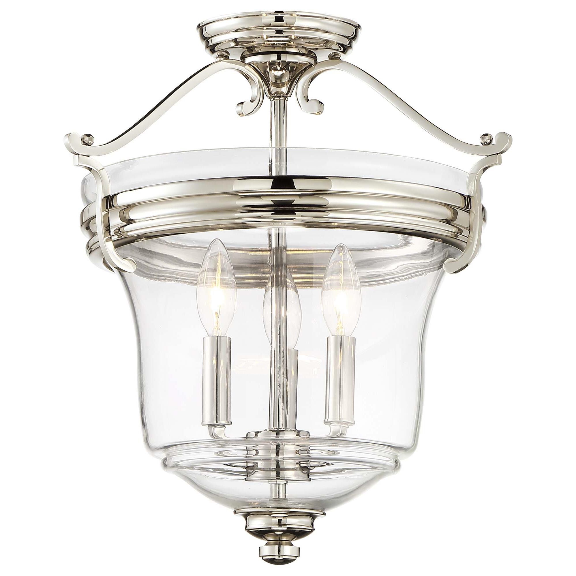 Shown in Polished Nickel finish and Clear glass