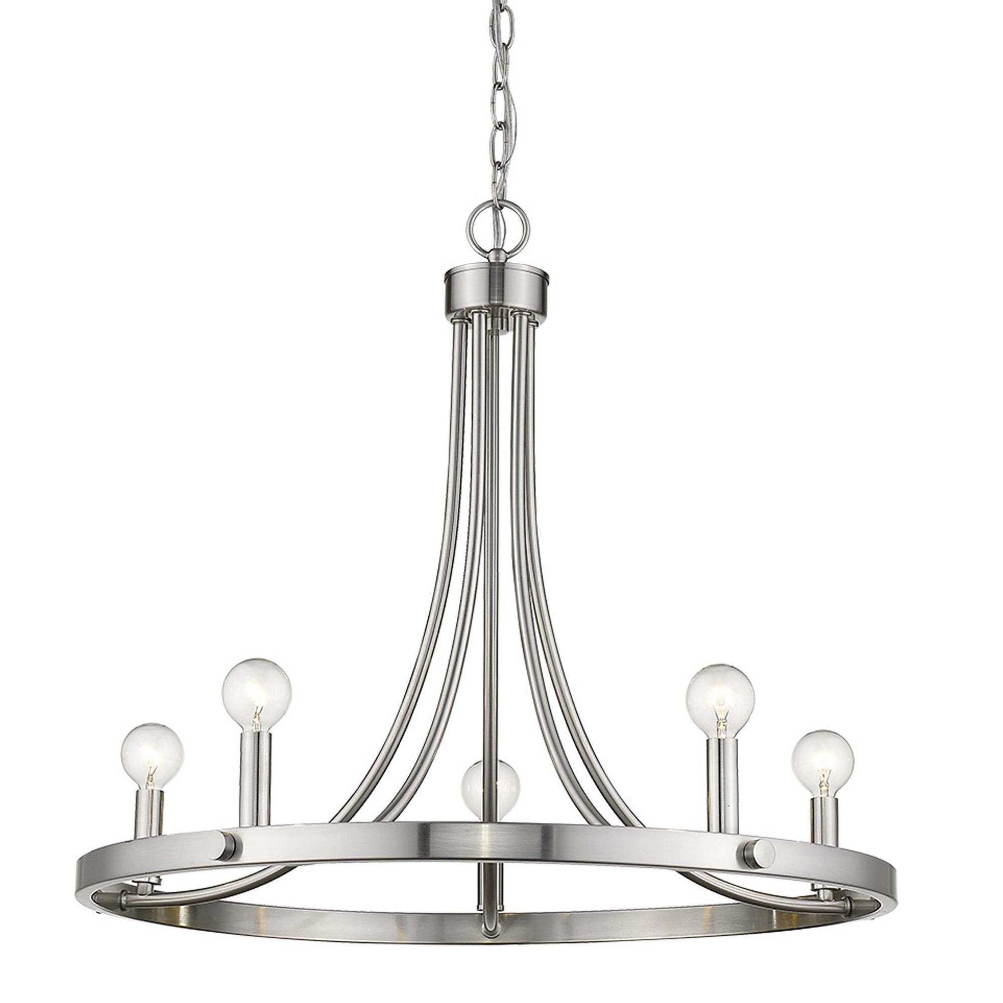 Shown in Satin Nickel finish and -- glass and -- shade