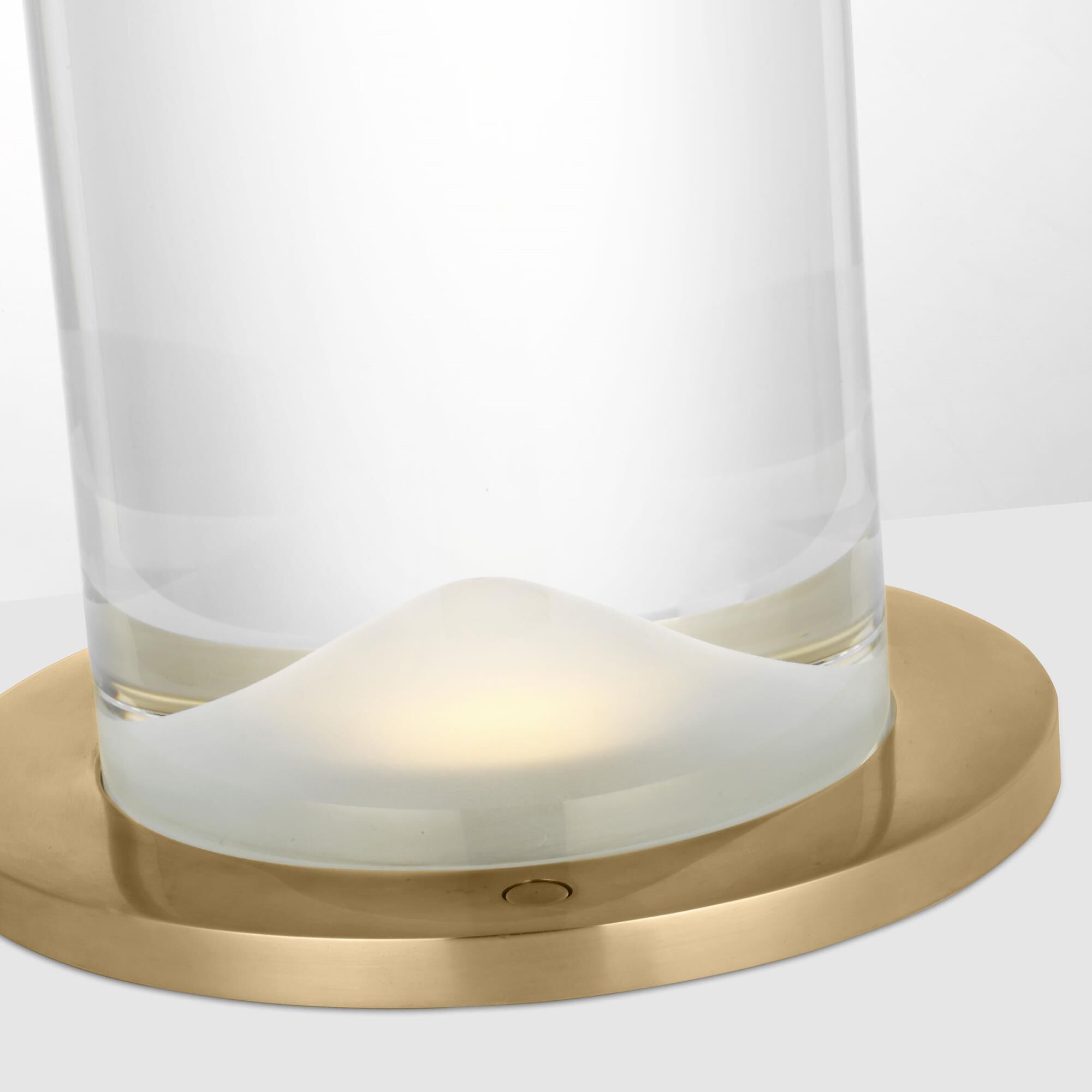 Shown in Hand-Rubbed Antique Brass finish and Crystal glass