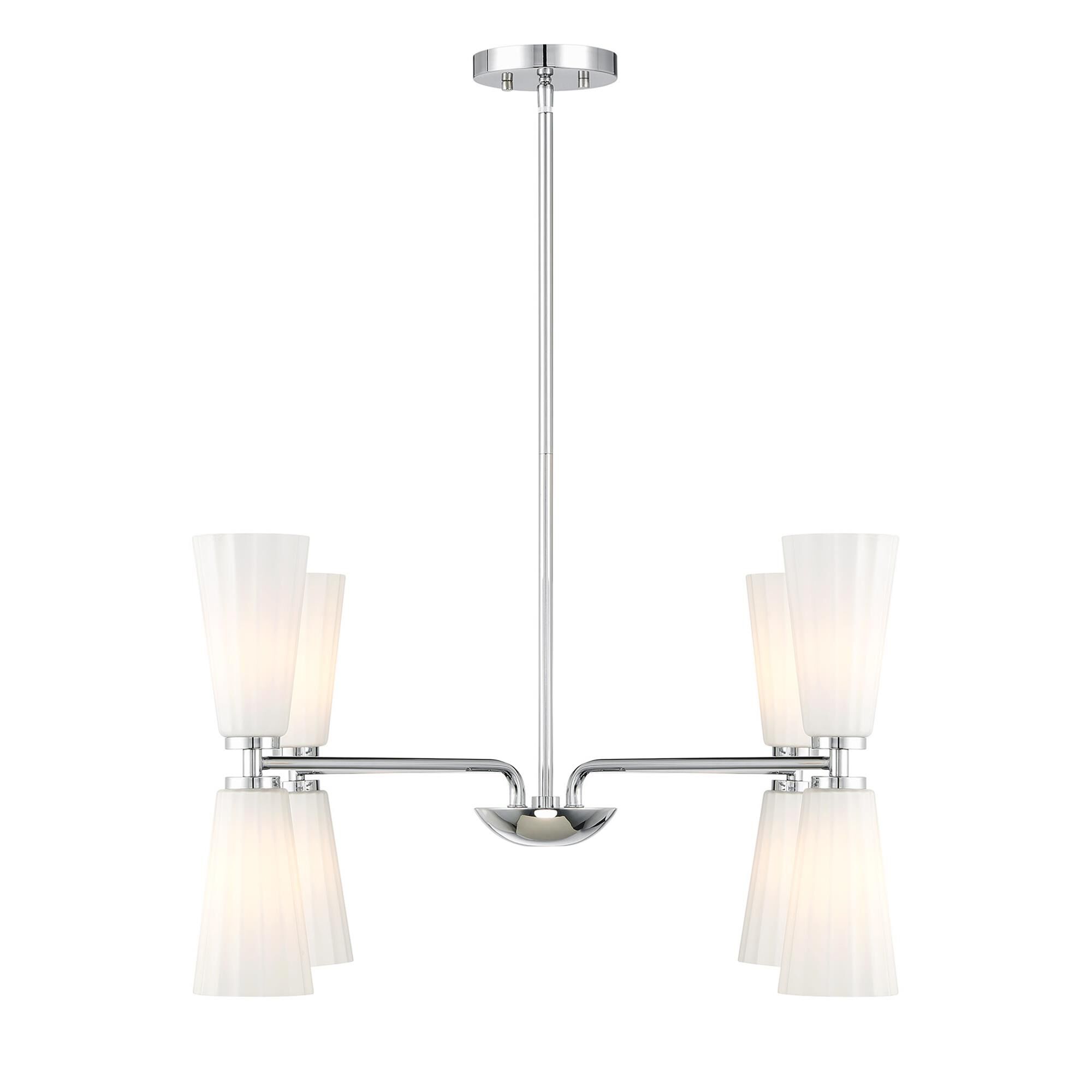 Shown in Chrome finish and White Fluted glass
