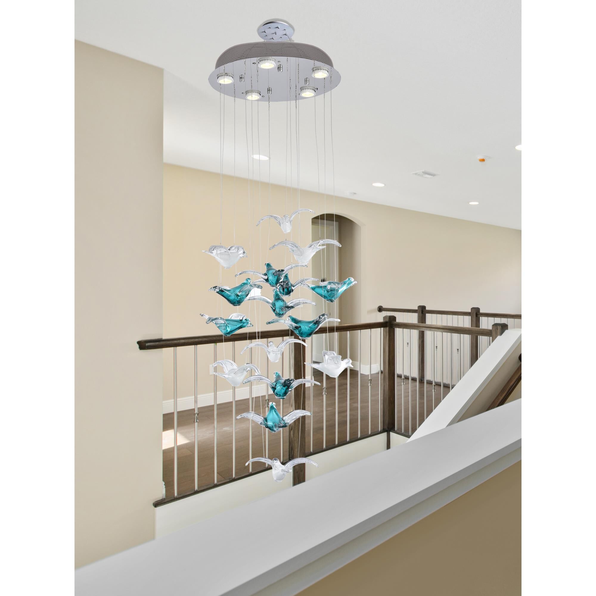 Flock of Birds 24 Inch 8 Light Multi Light Pendant by Dale Tiffany